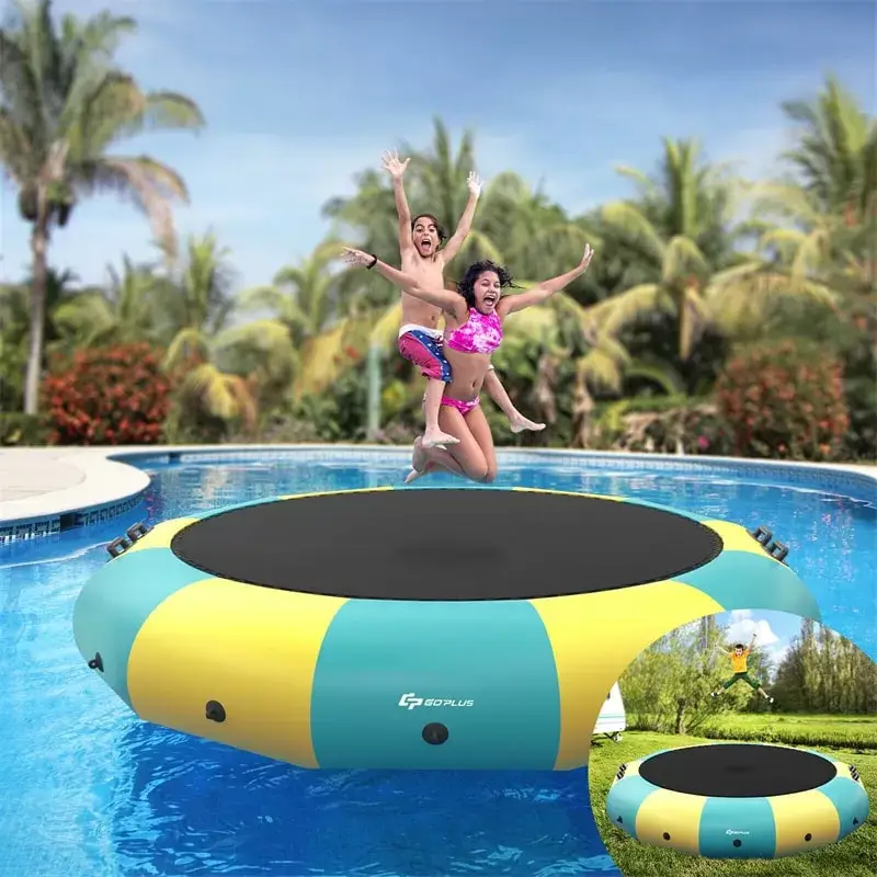 15 FT Inflatable Water Trampoline Recreational Water Bouncer