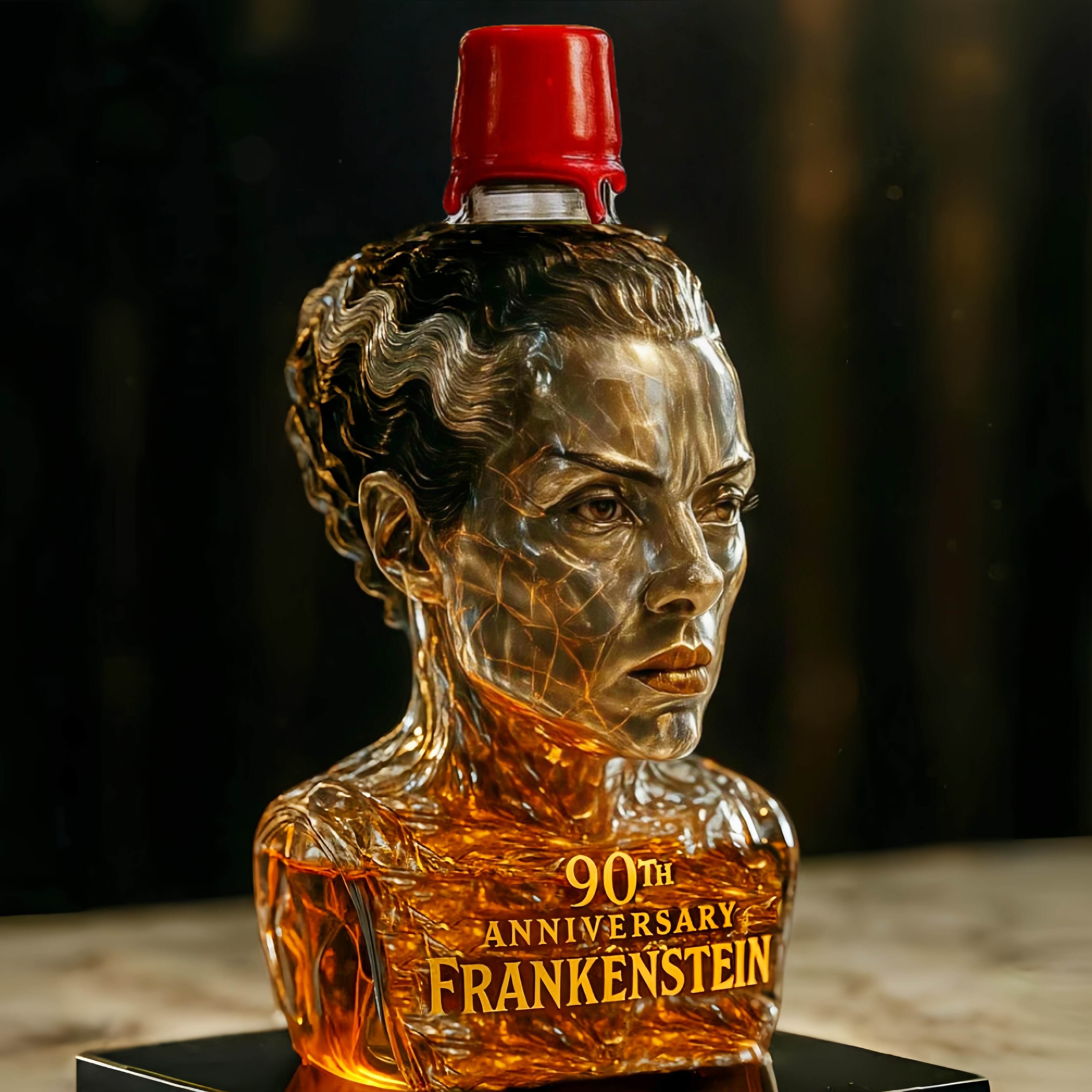 Bride of Frankenstein 90th Anniversary Whiskey Bottle