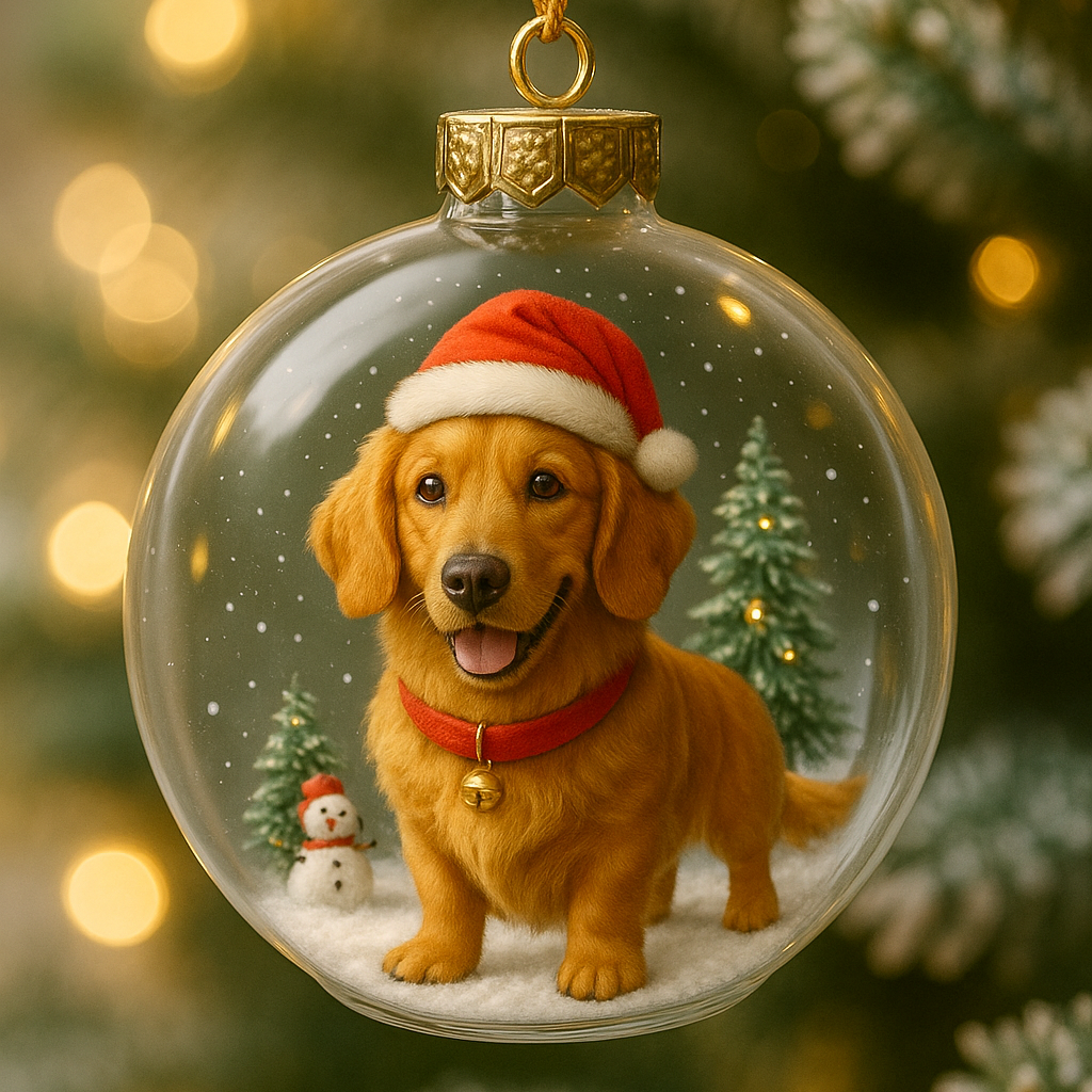 Dog Snow Globe Xmas Tree Ornaments