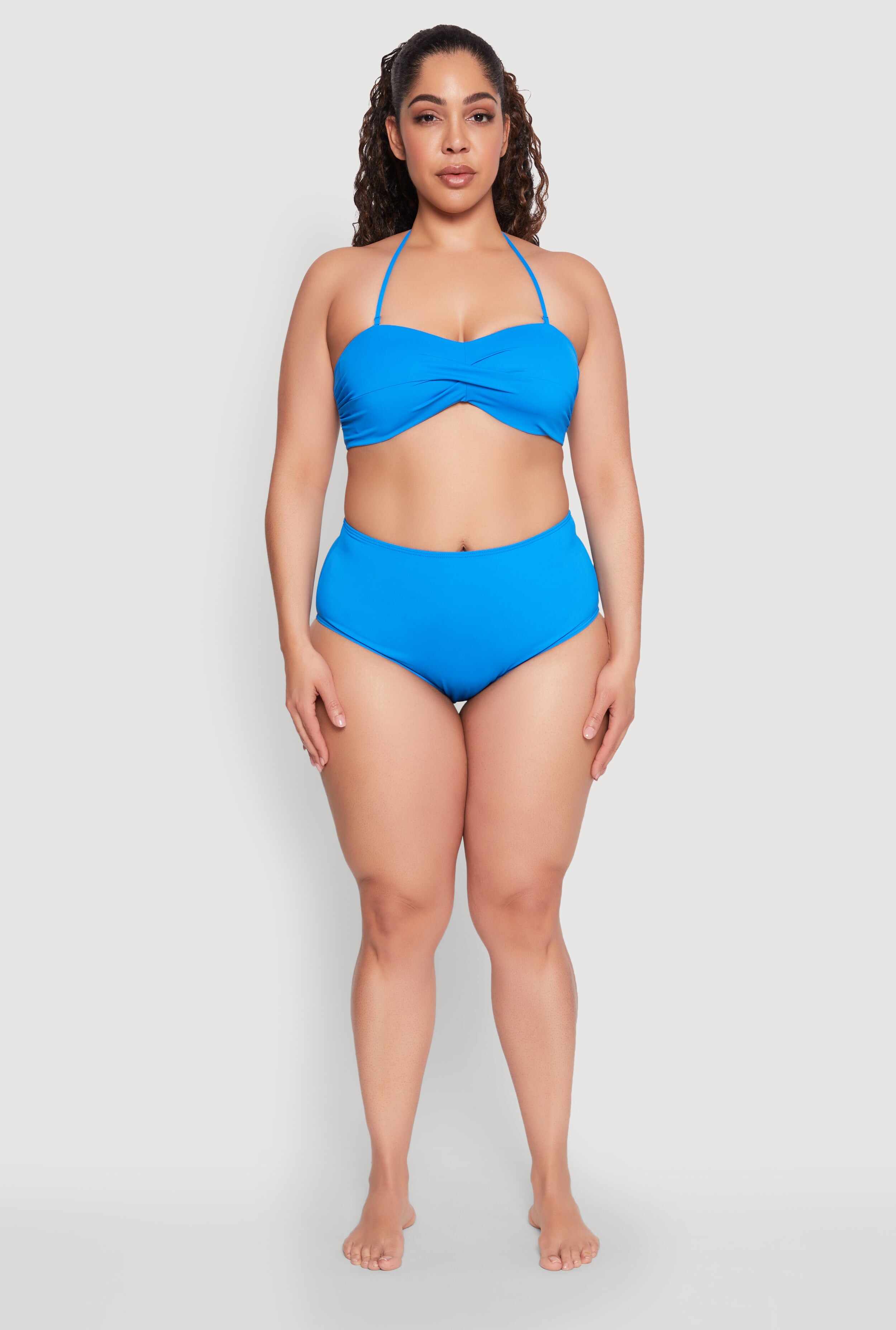 Plus Size Twist Front Swim Bandeau Bikini Top