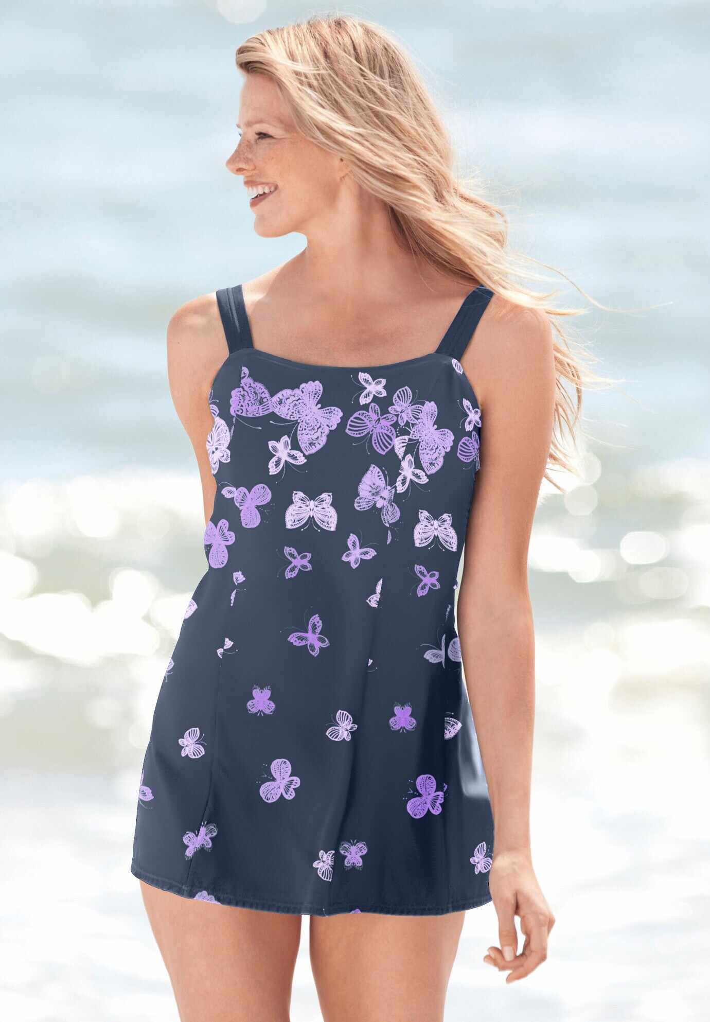 Princess-Seam Swim Dress