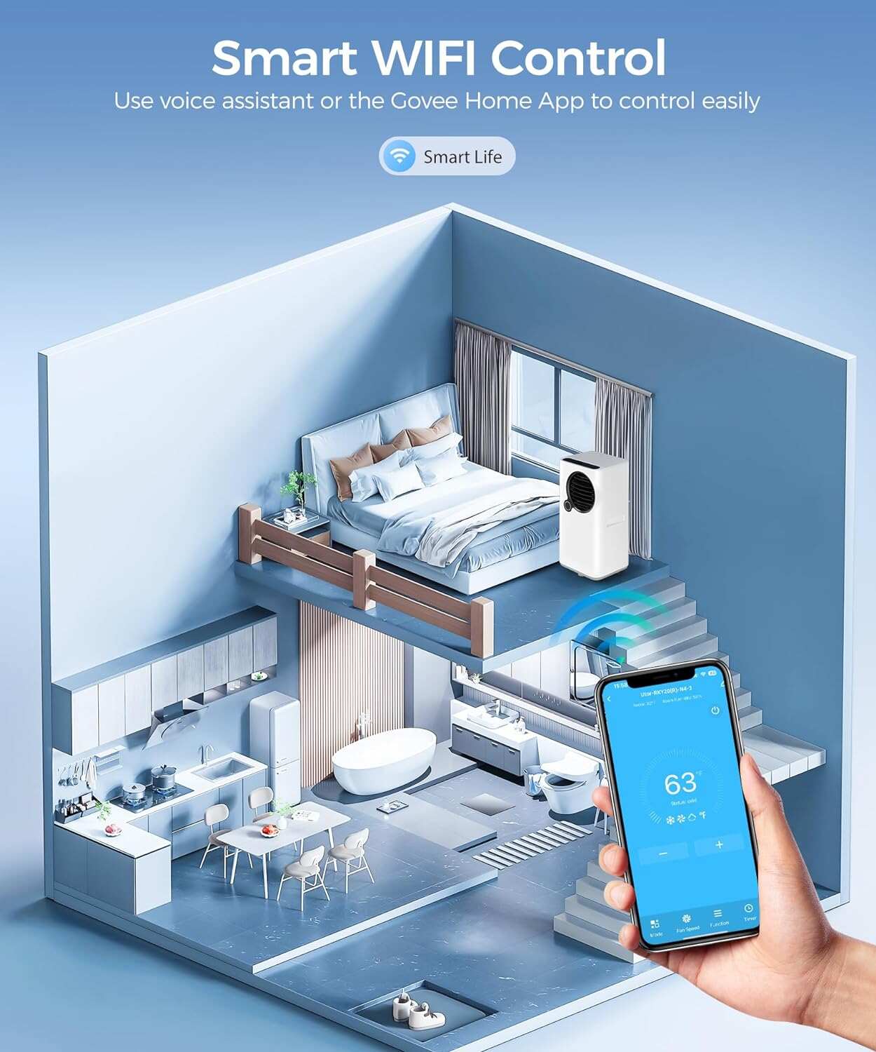 Portable Air Conditioners, 16000 BTUs 5 in 1 Portable AC Unit for Room with Wifi App Control Cooling & Dehumidifier/Fan/Heat/Auto Swing/Sleep/24H Timer Remote Window Kit Included