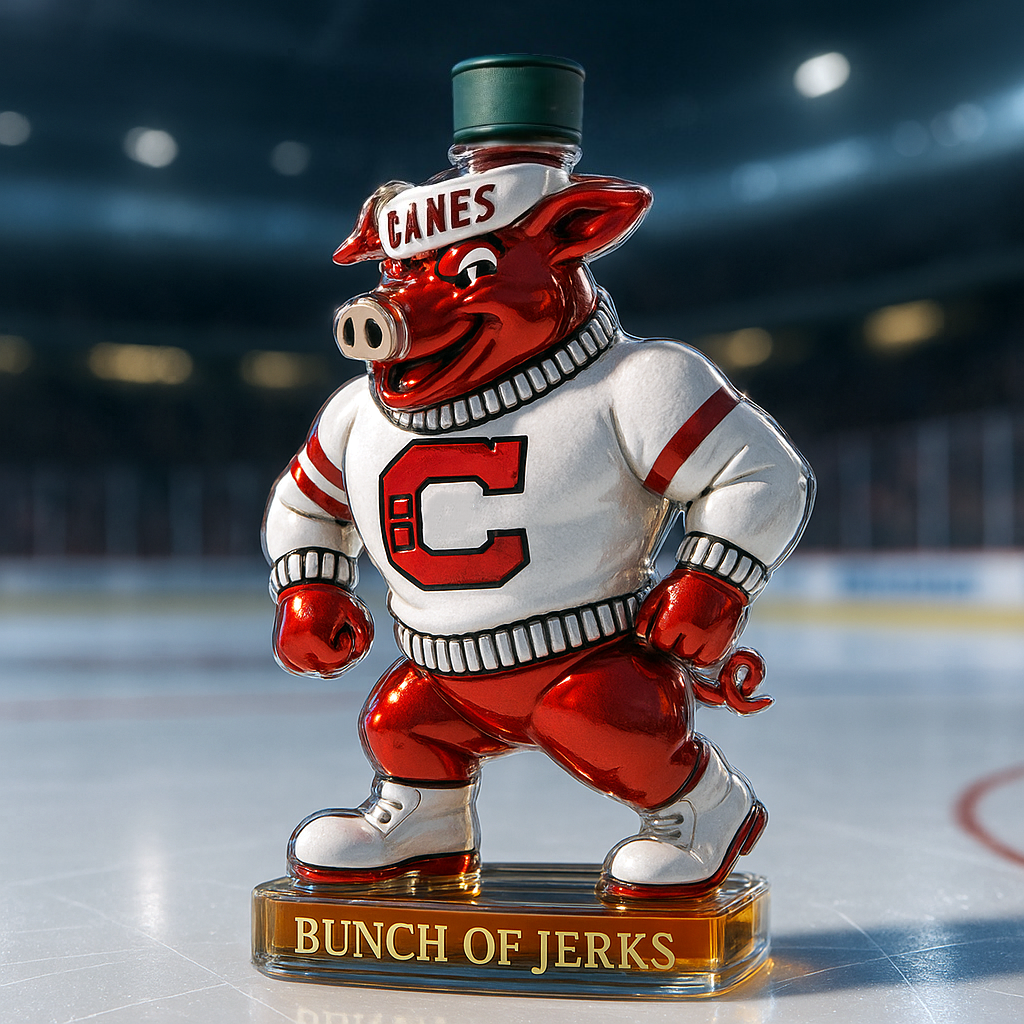 Carolina Hurricanes Stormy the Ice Hog Whiskey Bottle