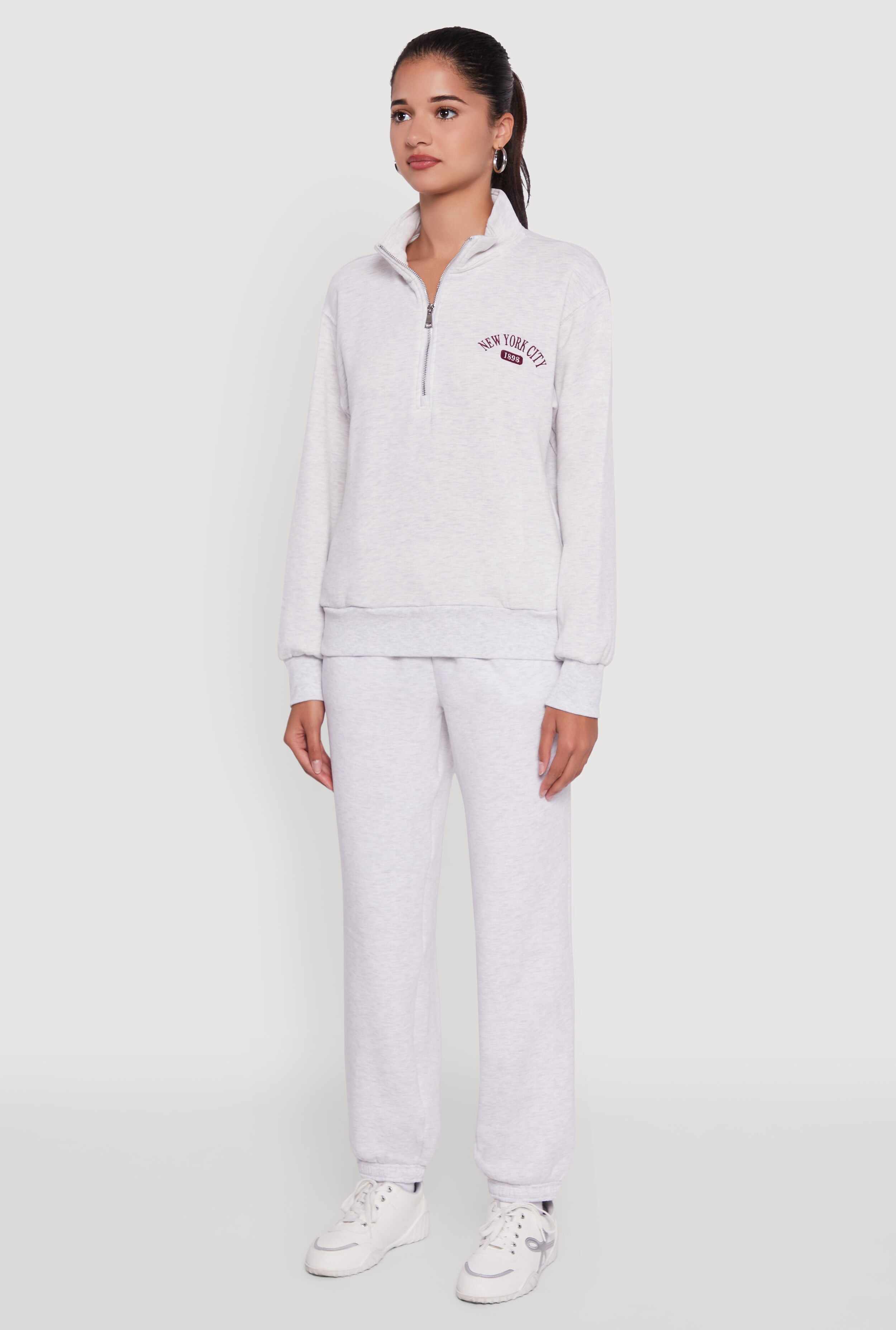 Mock Neck Half Zip New York City Graphic Sweatshirt