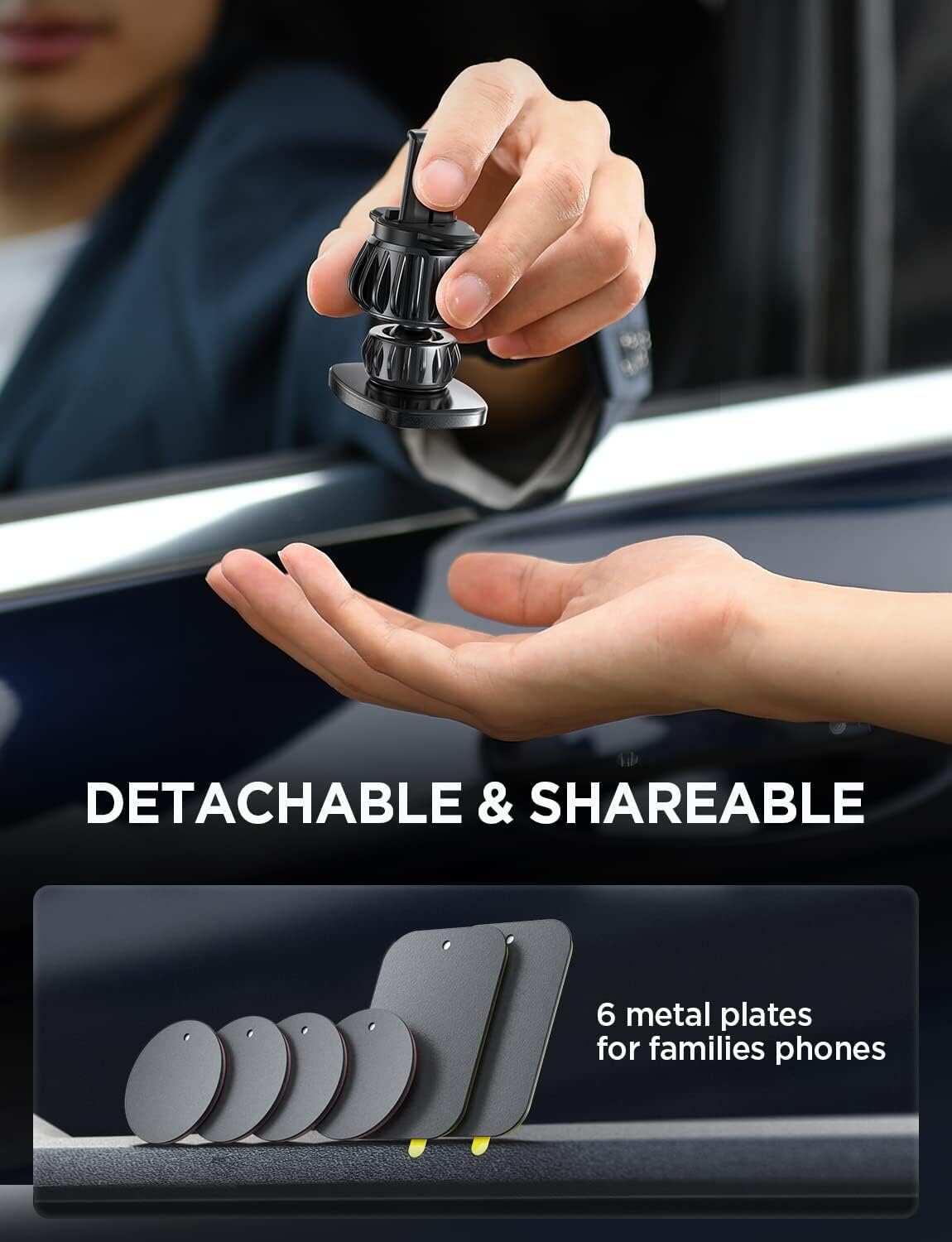 LISEN 2 Pack Magnetic Phone Holder for Your Car Mount 6 Military Magnets Car Phone Holder Mount Vent Cell Phone Holdeer Mount Vent Cell Phone Holder (20X Powerful: Gold)