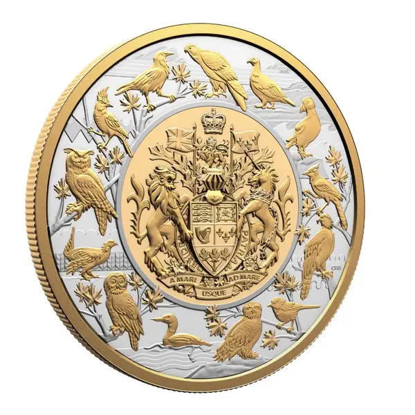 Heraldic Landscape Birds of Canada 5 Oz Silver Coin $50 Canada 2024