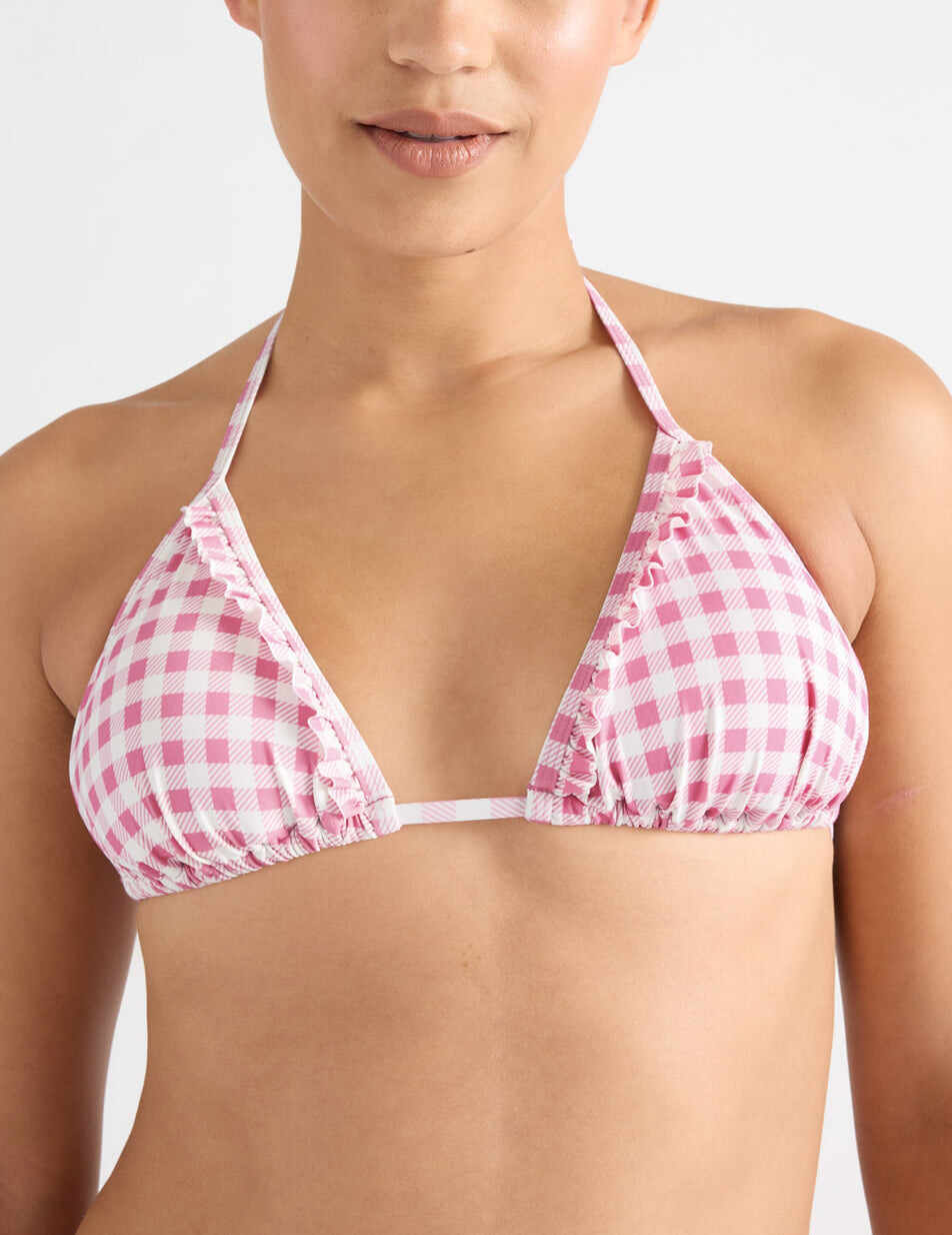 The Birds Papaya Ruffle Triangle Bikini Top