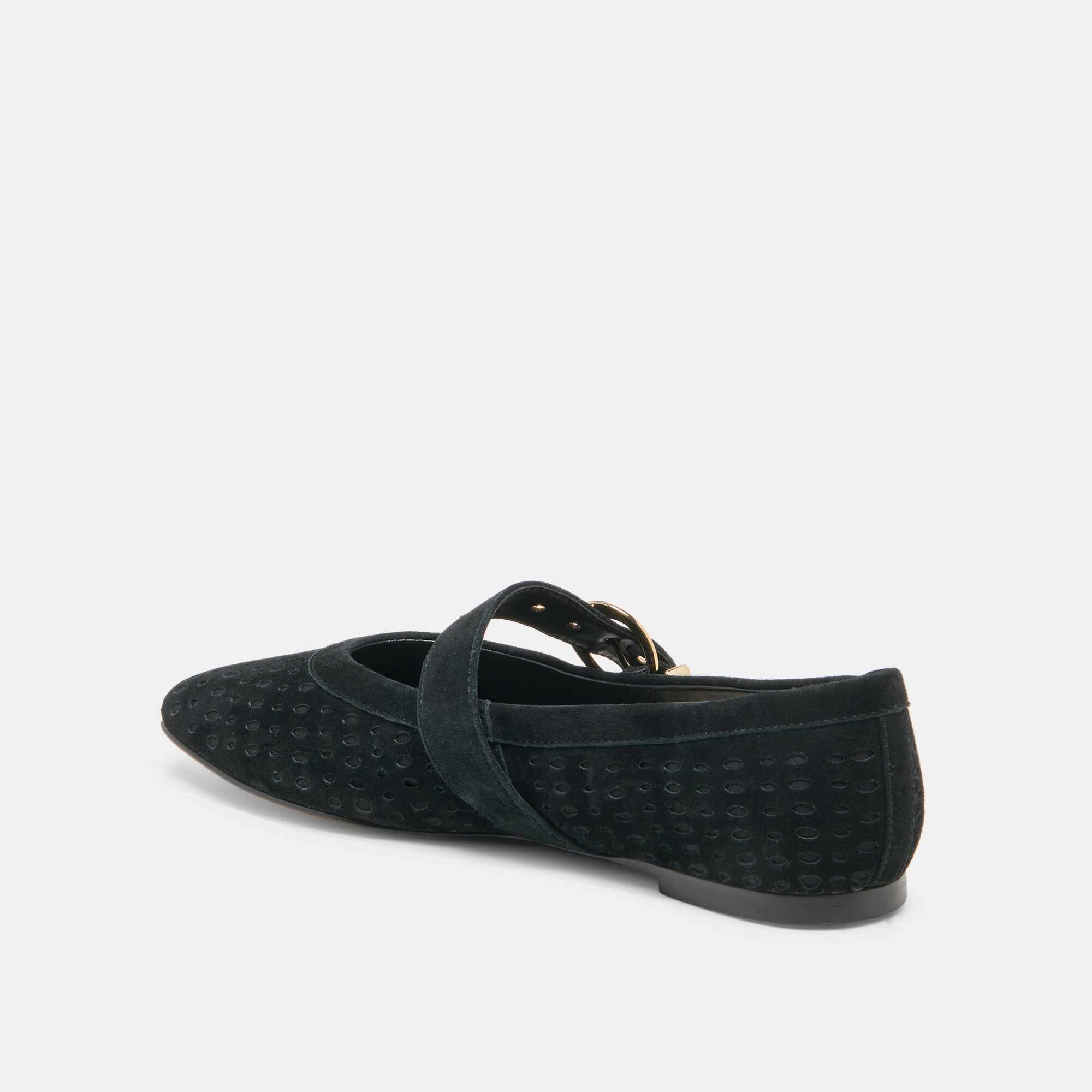 MIKELA BALLET FLATS ONYX PERFORATED SUEDE