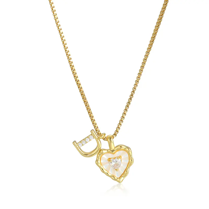 🔥Last Day 69% OFF ✨Gold Shell Heart CZ A-Z Initial Necklace, Valentine's Day Jewelry Gift