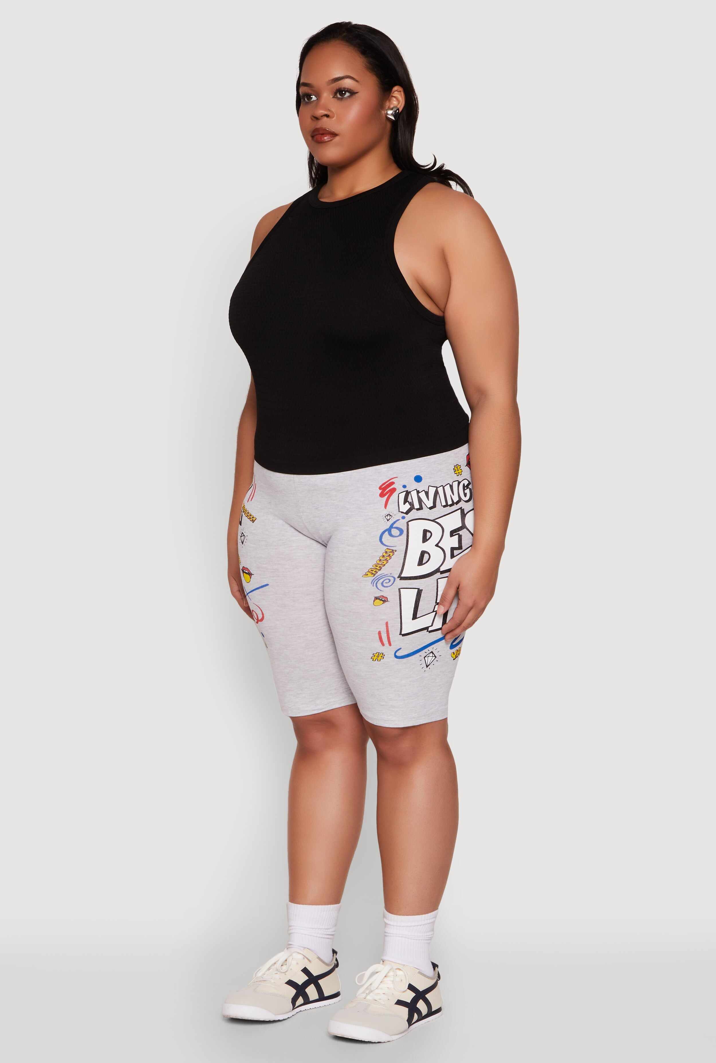 Plus Size Living My Best Life Graphic Shorts