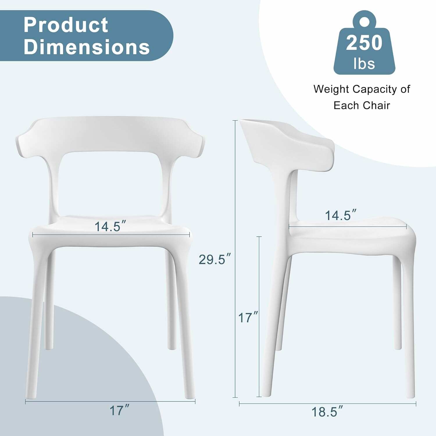 VECELO 4 Pack Plastic Stacking Chairs