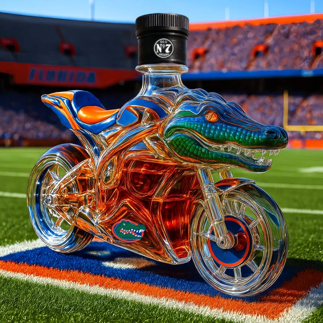 Florida Gators Motorcycle Whiskey Bottle