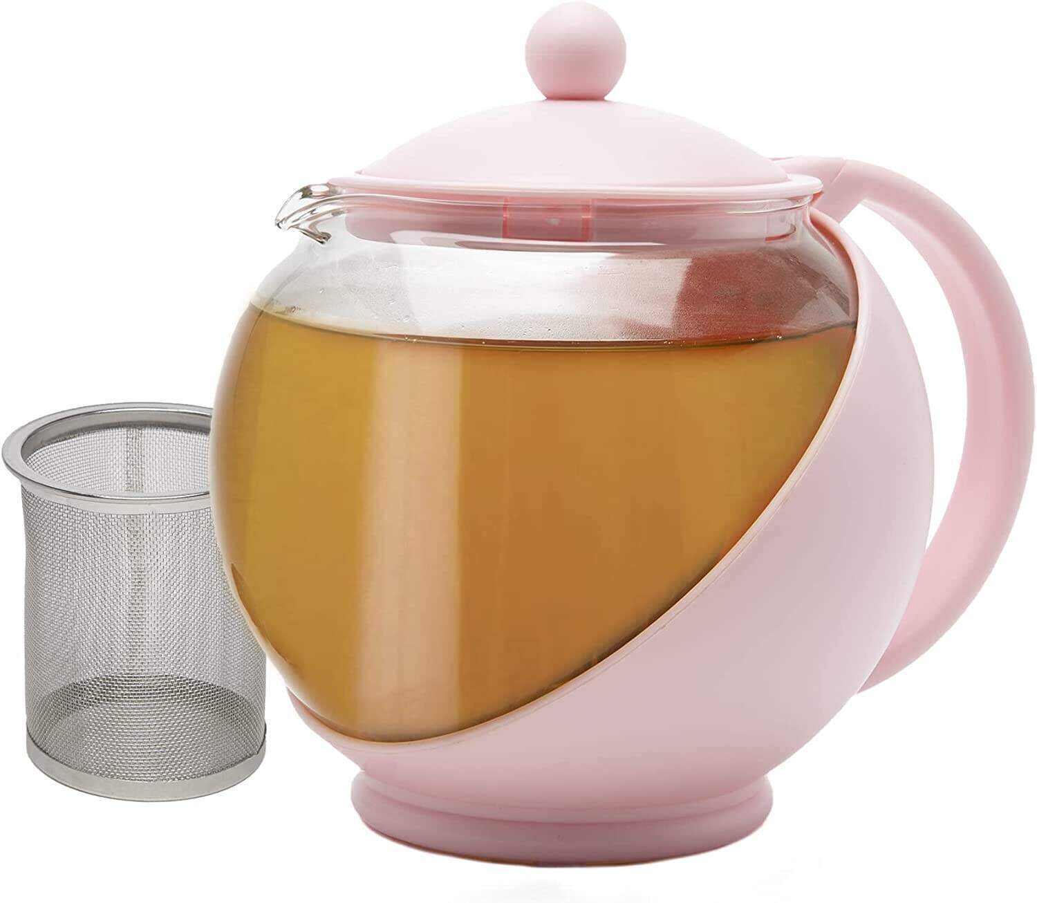 Primula Half Moon Teapot Set with 4 Tea Cups, Removable Stainless Steel Filter and Infuser, Glass Tea Maker, Filter, Dishwasher Safe, 40-Ounce, Tea Gift Set, Tea Set for Service of 4 Adults