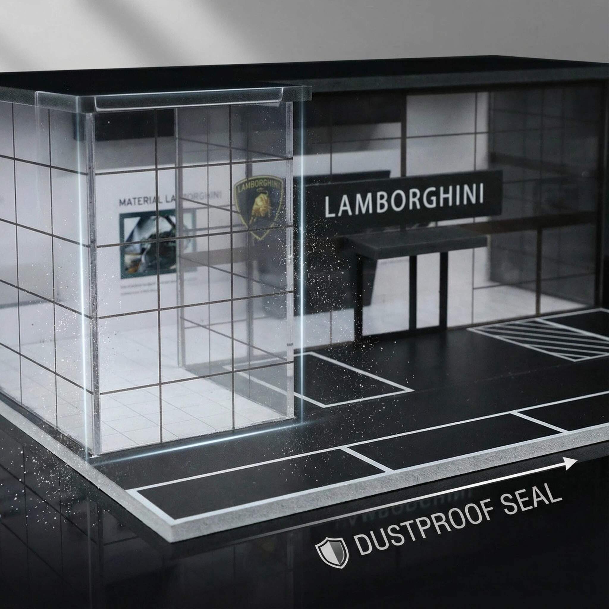 1:64 Scale Supercar Showroom Diorama Display Case – Modern Dealership Scene for Diecast Cars