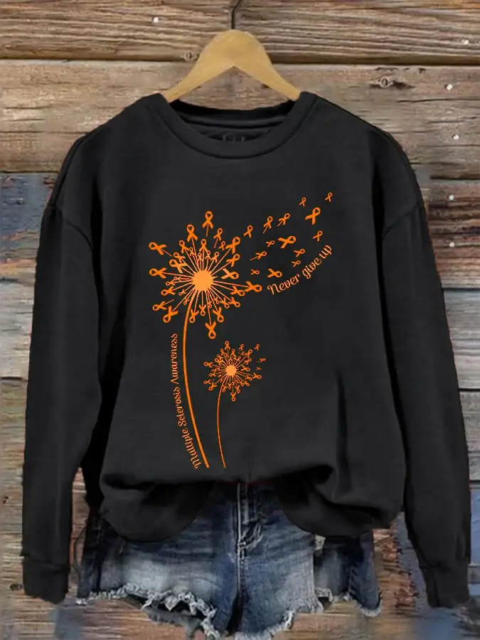 Women's Dandelion Multiple Sclerosis Awareness Never Give Up Sweatshirt