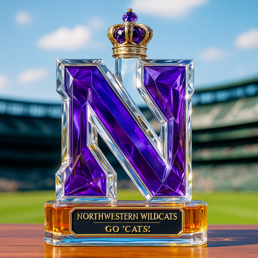 Northwestern University Wildcats Whiskey Bottle