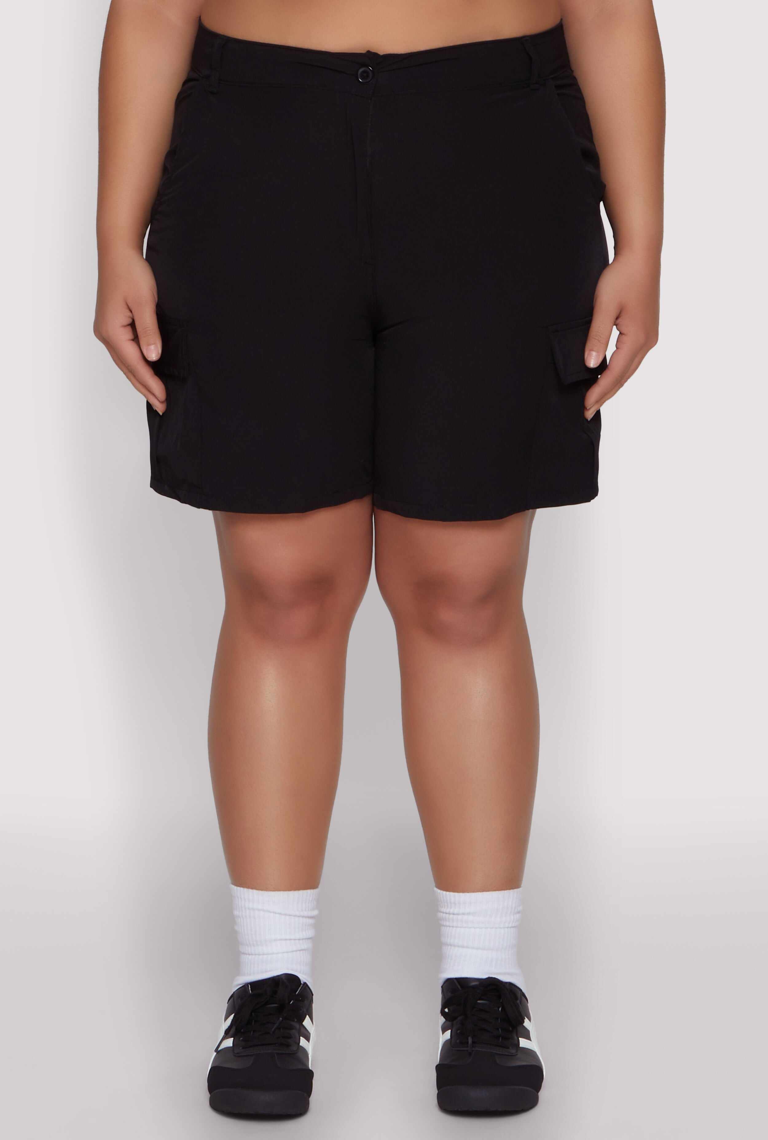 Plus Size Nylon Cargo Shorts