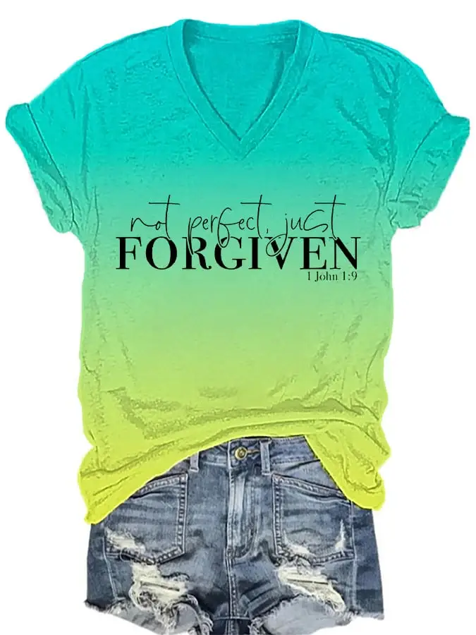 ?BUY 3 GET 10% OFF?Women's Not Perfect Just Forgiven Print T-Shirt