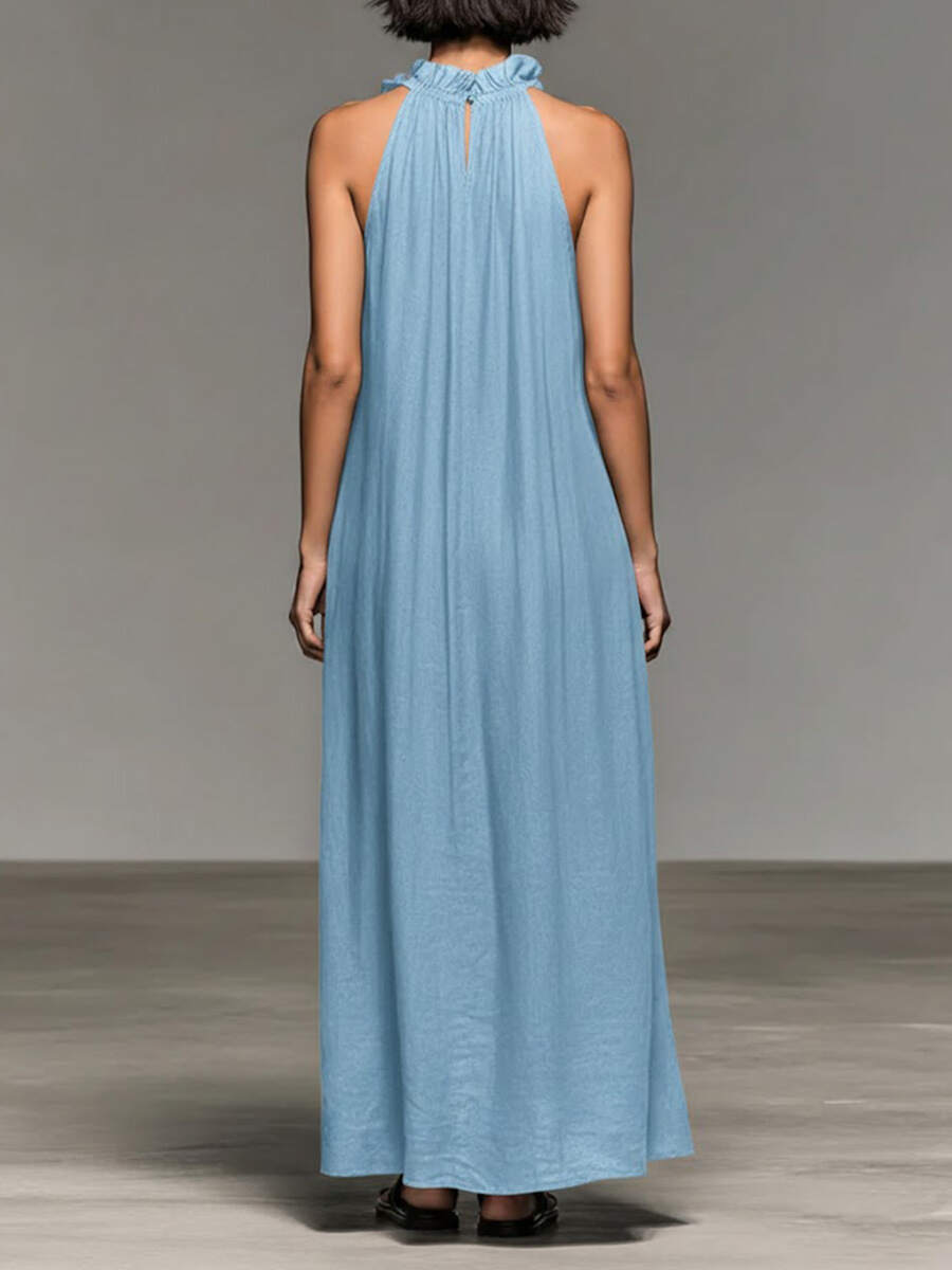 🔥Summer Arrivals🌟Women's Stand-up Collar Sleeveless Casual Loose Cotton And Linen Dress