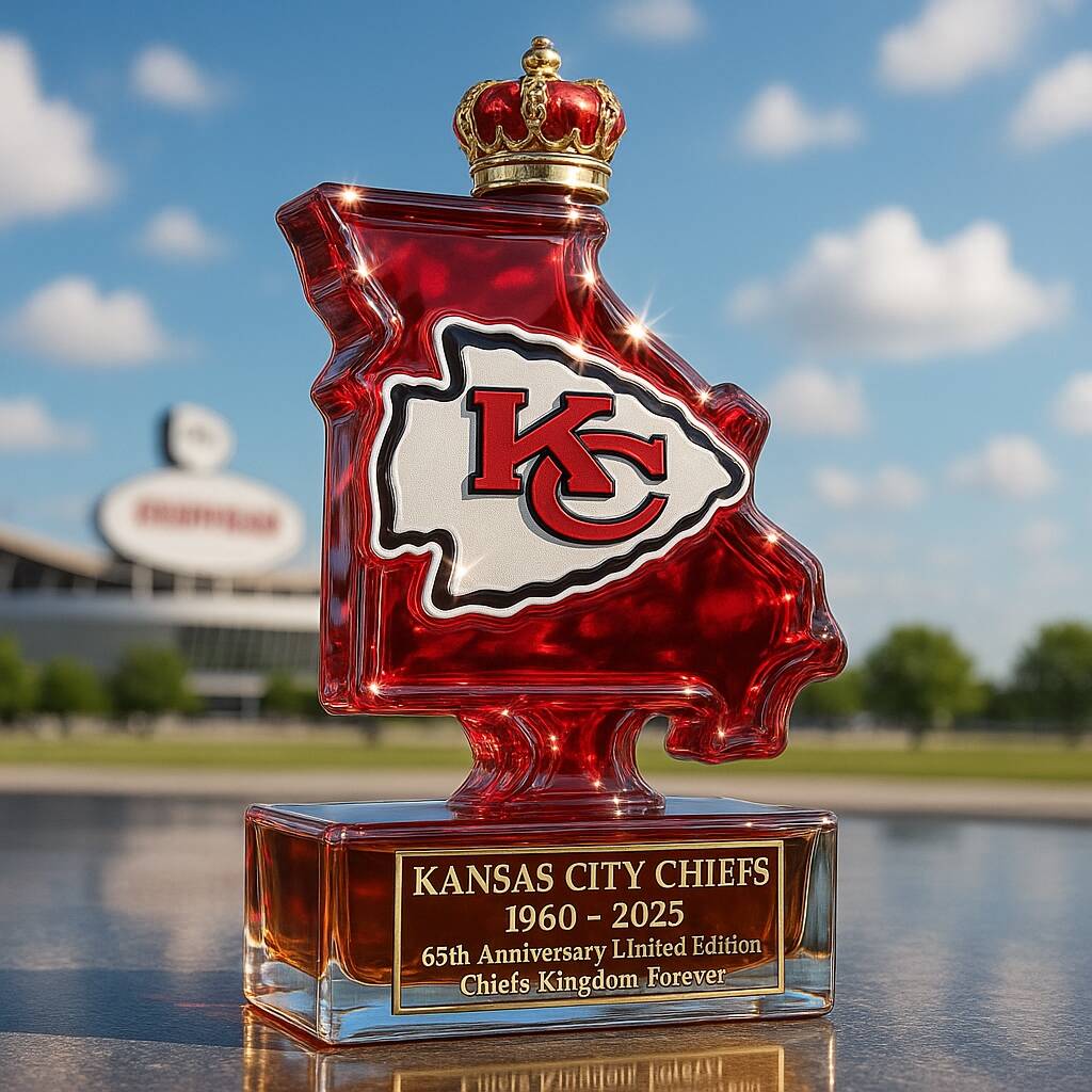 Kansas Chiefs 65th Anniversary Whiskey Bottle