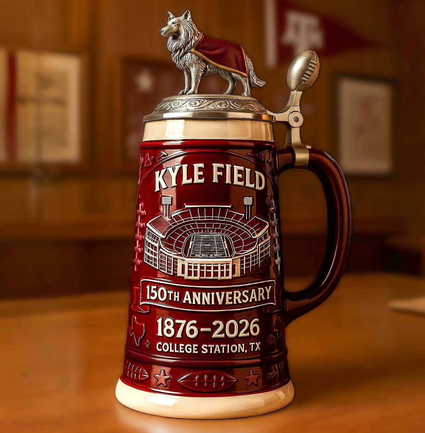 TX A&M Kyle Field 150th Anniversary Collectible Beer Stein