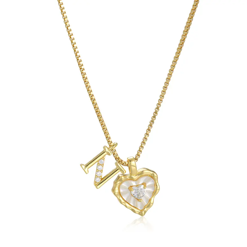 🔥Last Day 69% OFF ✨Gold Shell Heart CZ A-Z Initial Necklace, Valentine's Day Jewelry Gift