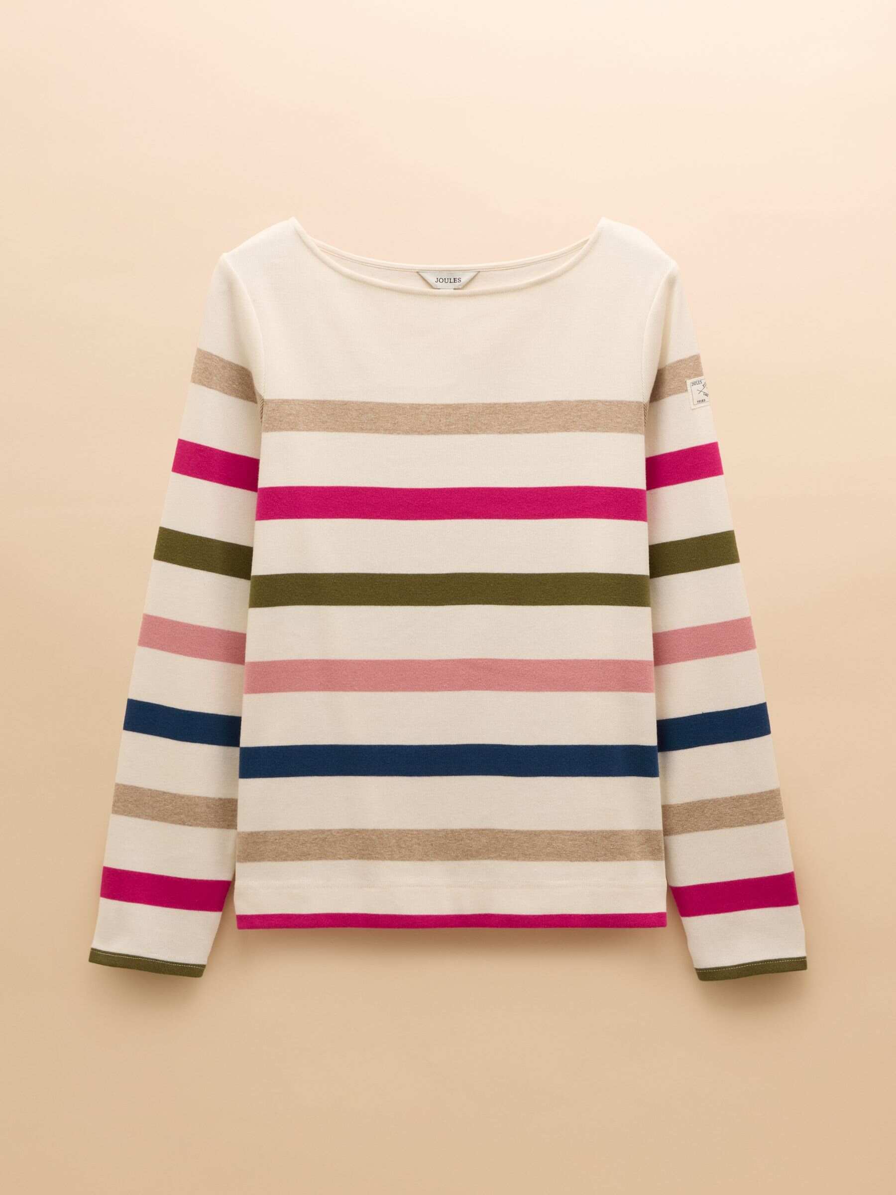 Harbour Cream Multi Boat Neck 100% Cotton Breton Top