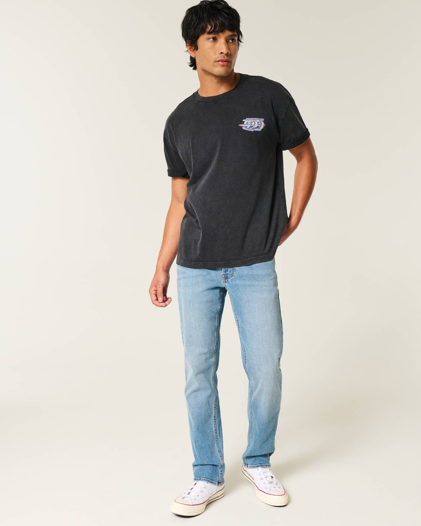 Black No Fade Slim Straight Jeans