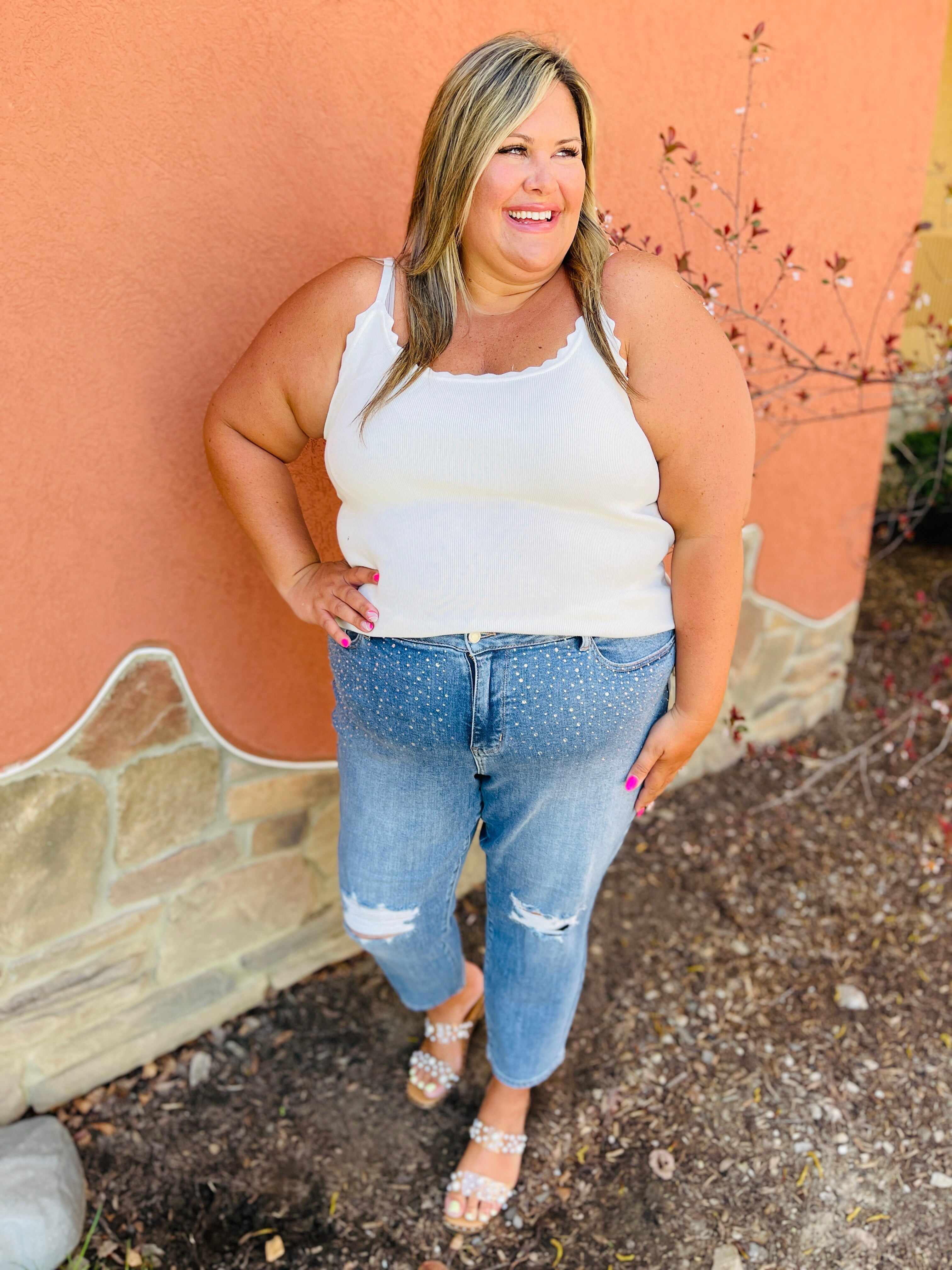 REG/CURVY Shine Bright Like a Diamond Rhinestone Straight Jeans