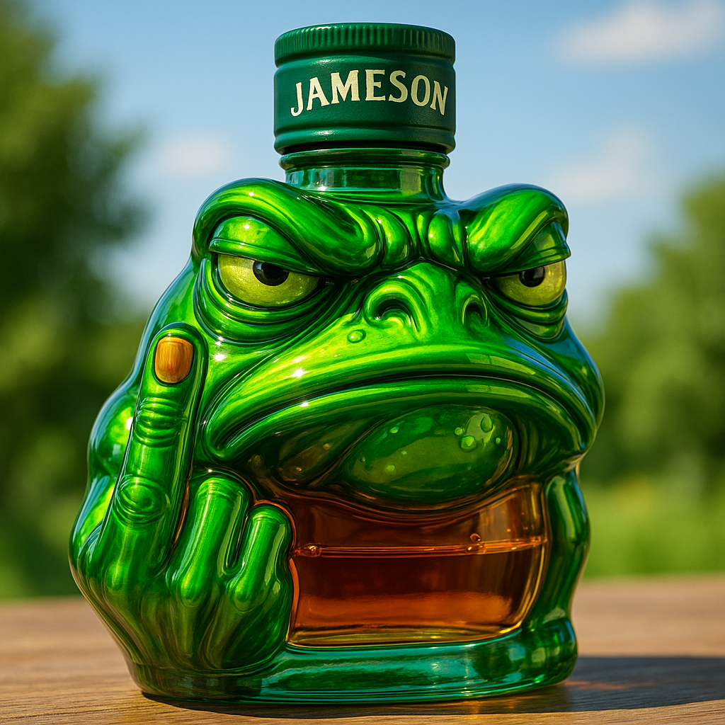 Funny Middle Finger Frog Whiskey Bottle