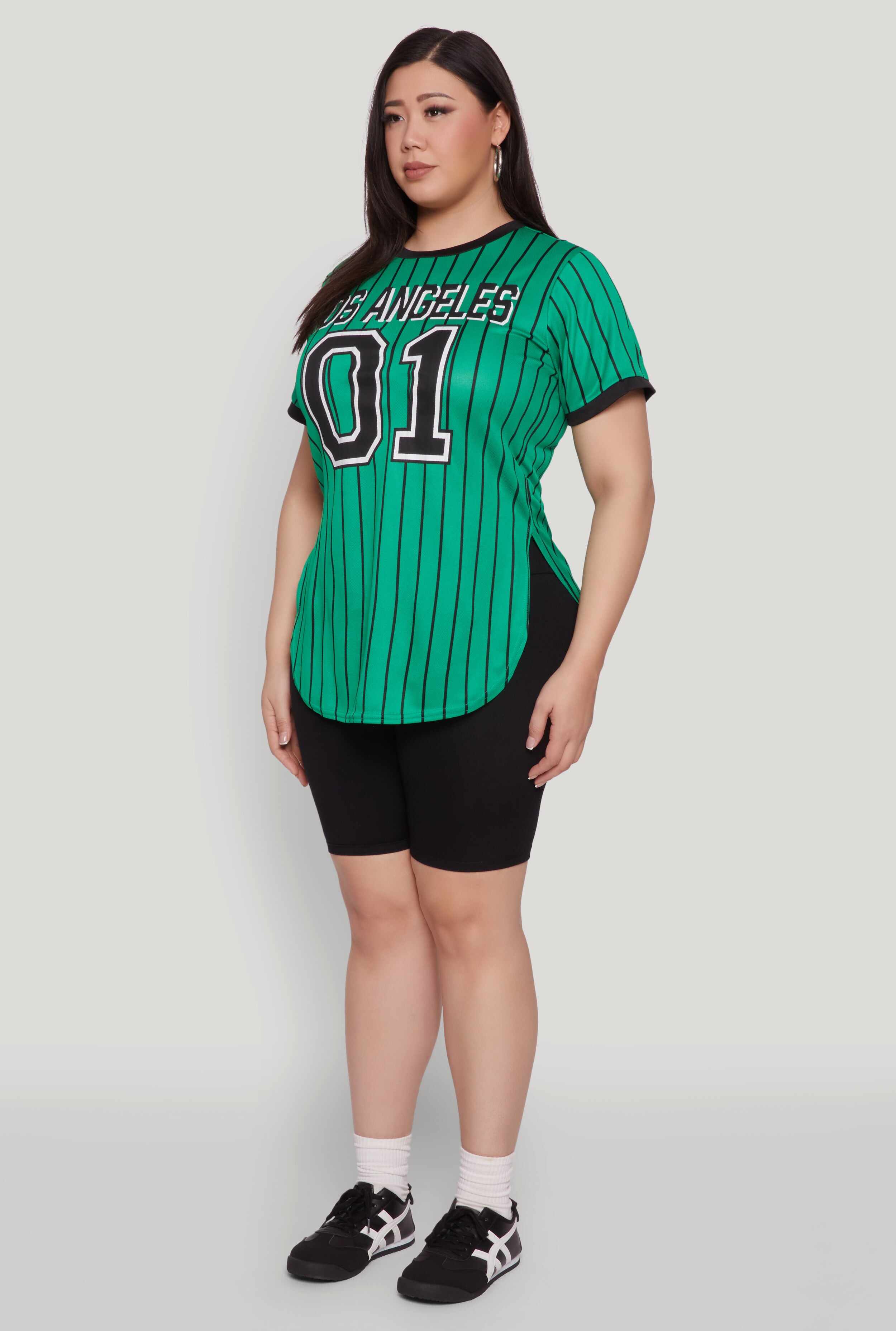 Plus Size Los Angeles 01 Pinstripe Baseball Jersey