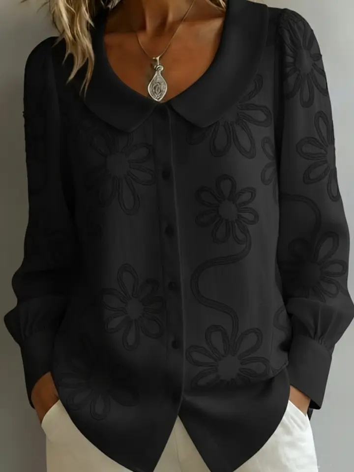 🔥Summer Arrivals🌟Vintage Peter Pan Collar Embroidered Floral Shirt