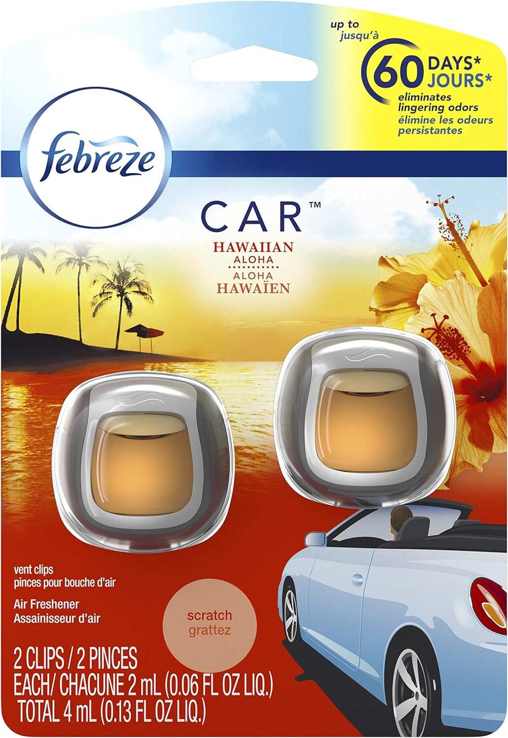 Febreze Car Air Fresheners, New Car Scent, Odor Eliminator for Strong Odors Car Vent Clips (2 Count)