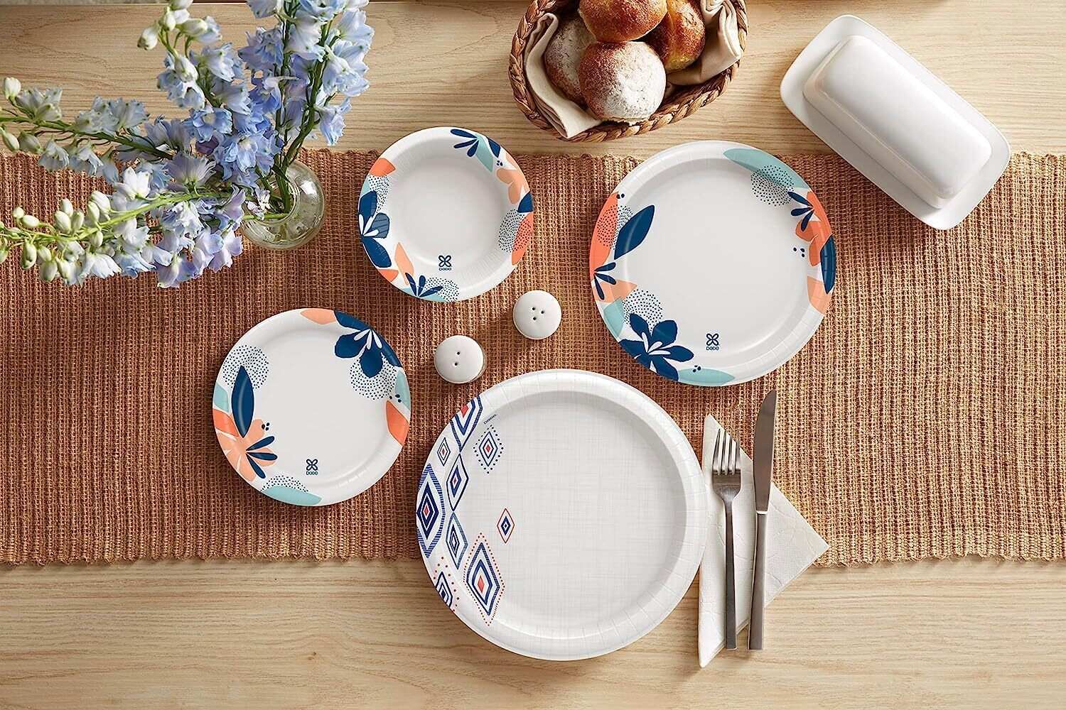 10 Inch Paper Plates, Dinner Size Printed Disposable Plate, 204 Count (3 Packs of 68 Plates)