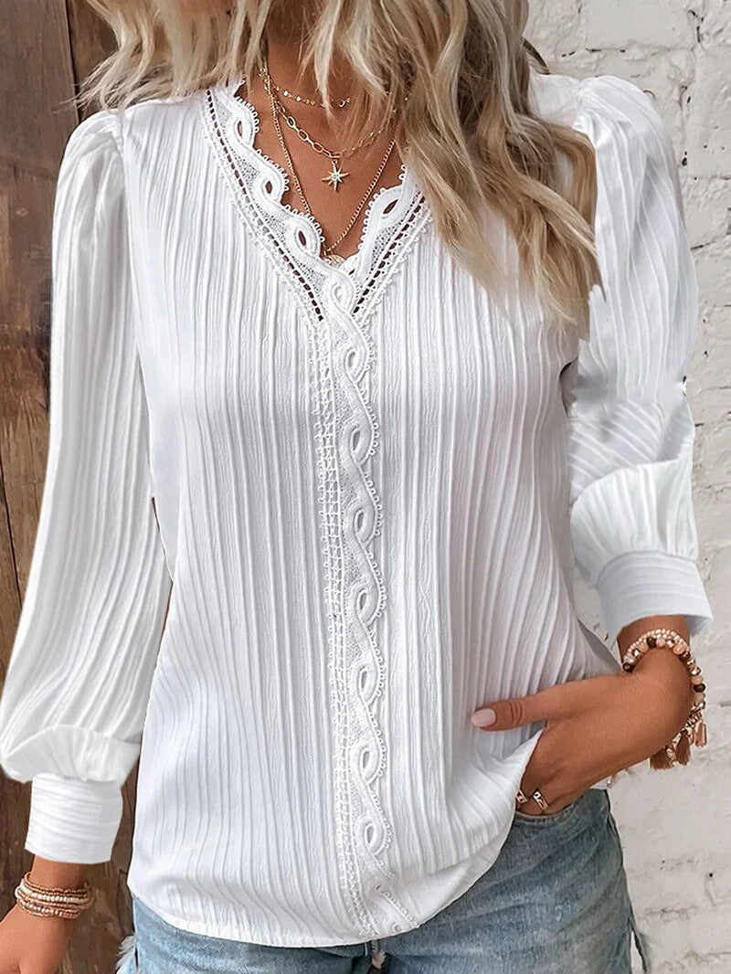 🔥Summer Arrivals🌟Women's V-neck Lace Patchwork Shirt
