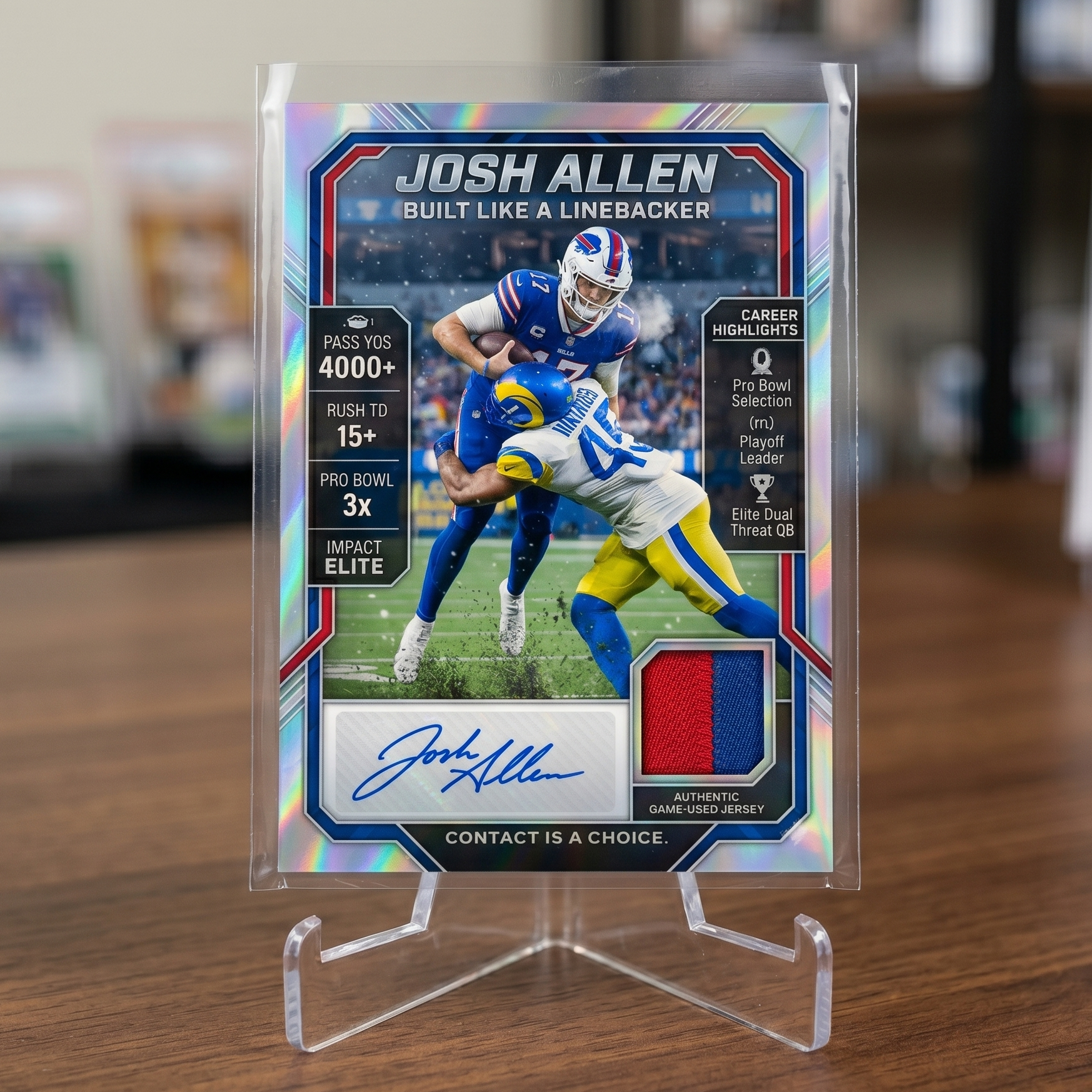 Josh Allen Trucking Through Defender Collector Edition Autograph Card