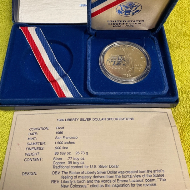 🔥1986 Statue of Liberty 100th Anniversary Silver Coin (P & S) —MS60-63💰Free Shipping