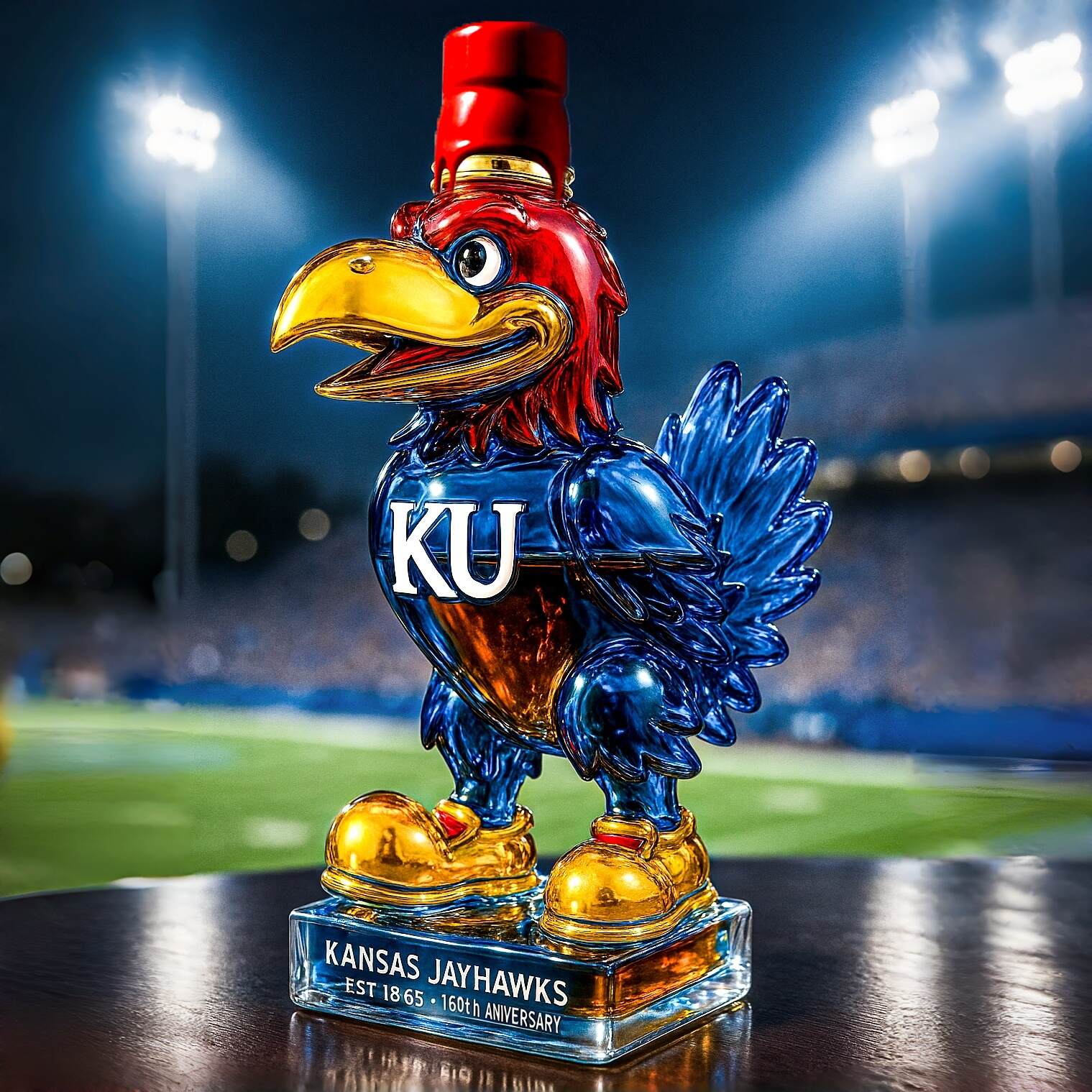 Kansas Jayhawks 160th Anniversary Whiskey Bottle