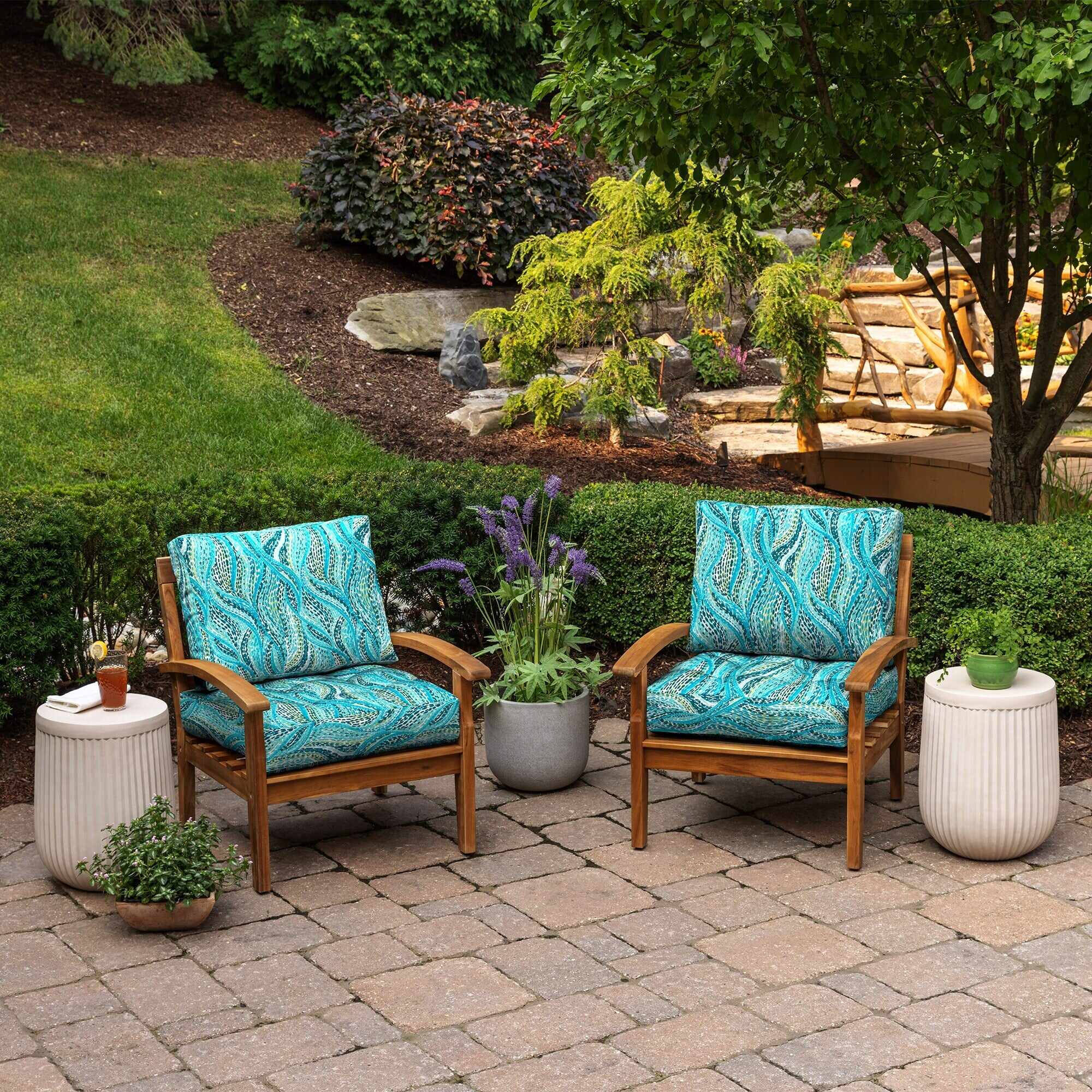 ARDEN Outdoor Plush Modern Tufted Blowfill Deep Seat Set, 24 x 24