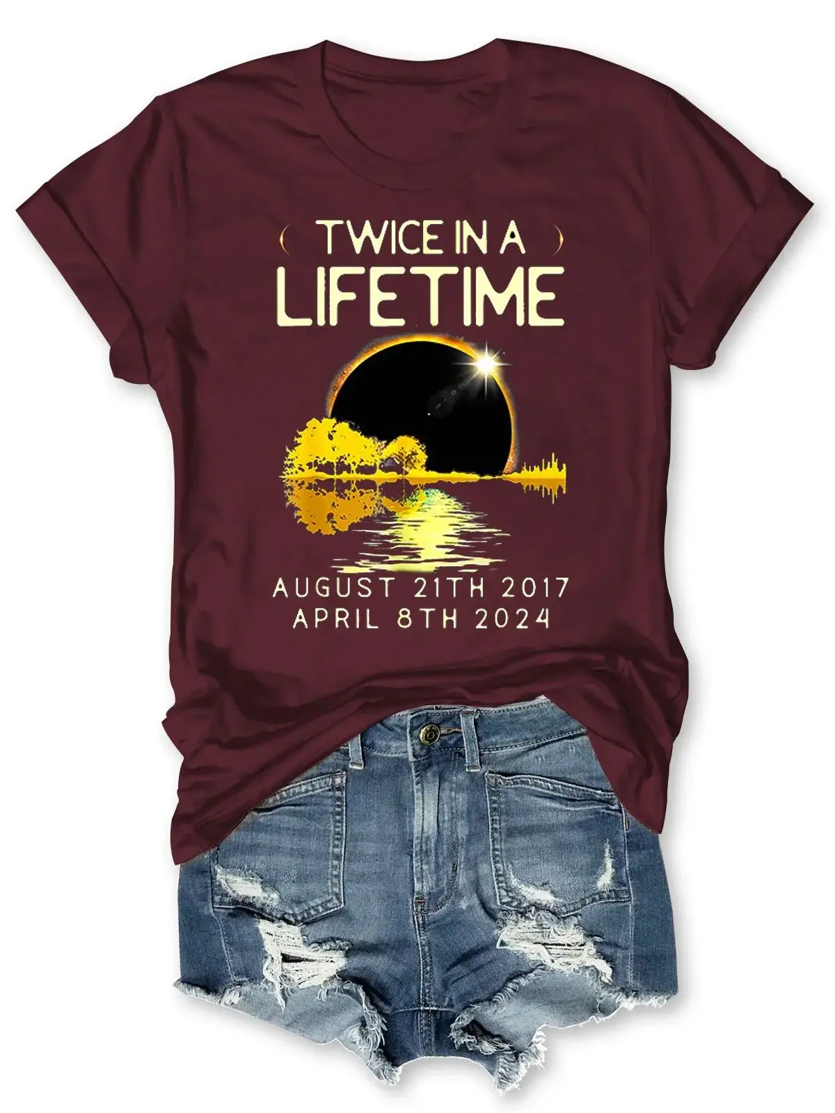 Twice In A Lifetime August 21th 2017 Solar Eclipse Print Short Sleeve T-shirt