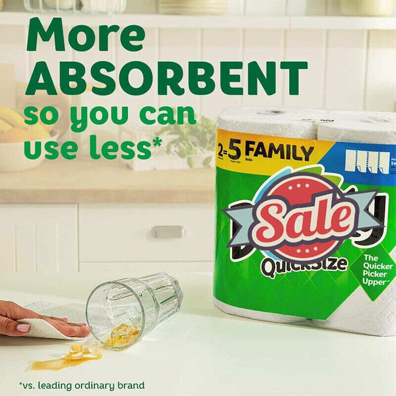 Quick Size Paper Towels, White, 8 Family Rolls = 20 Regular Rolls