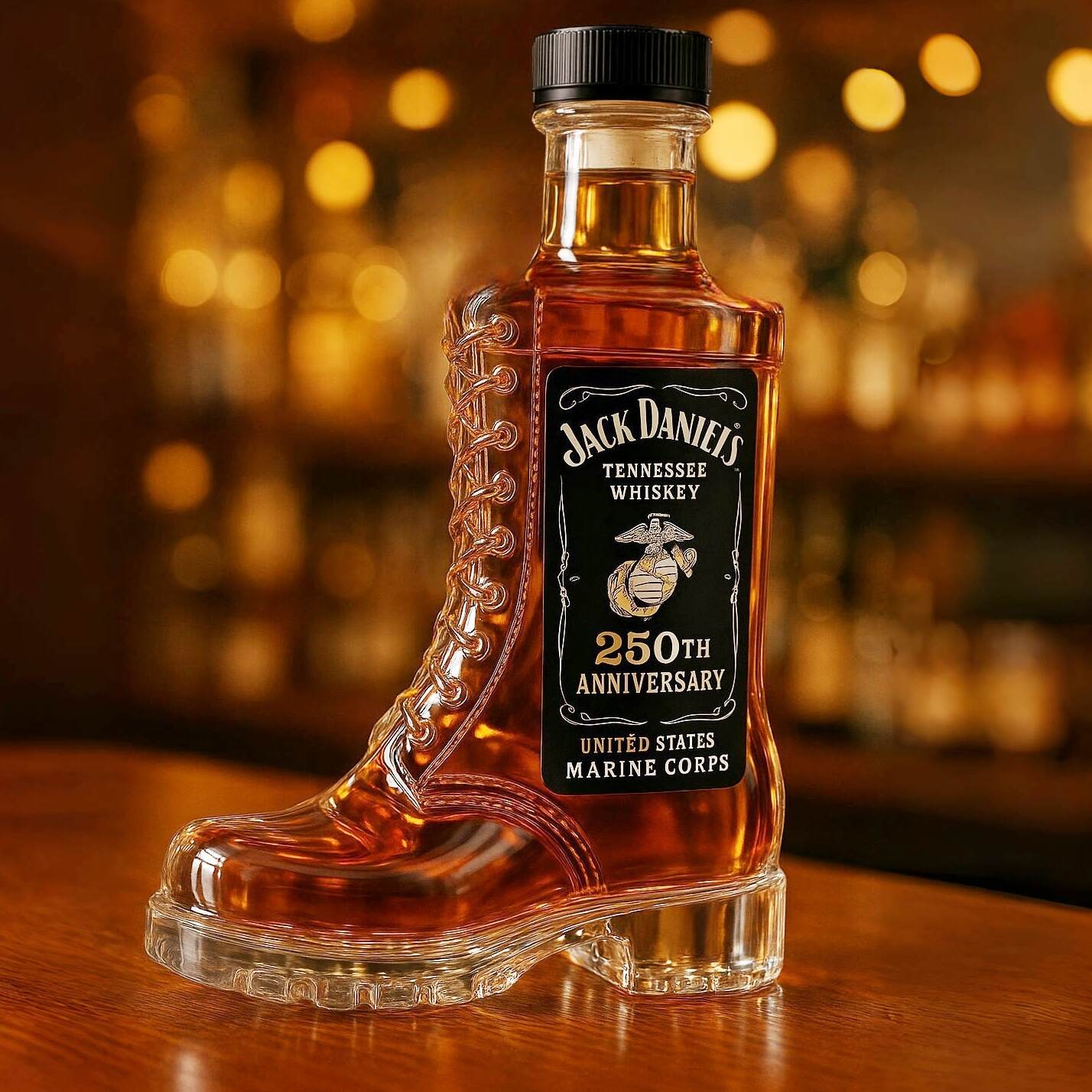 USMC 250th Anniversary Military Boots Whiskey Bottle