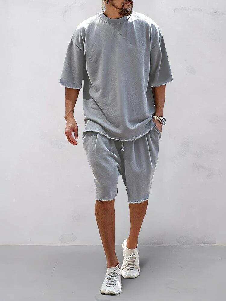 Men's Casual Loose Fit Solid Sports Sets