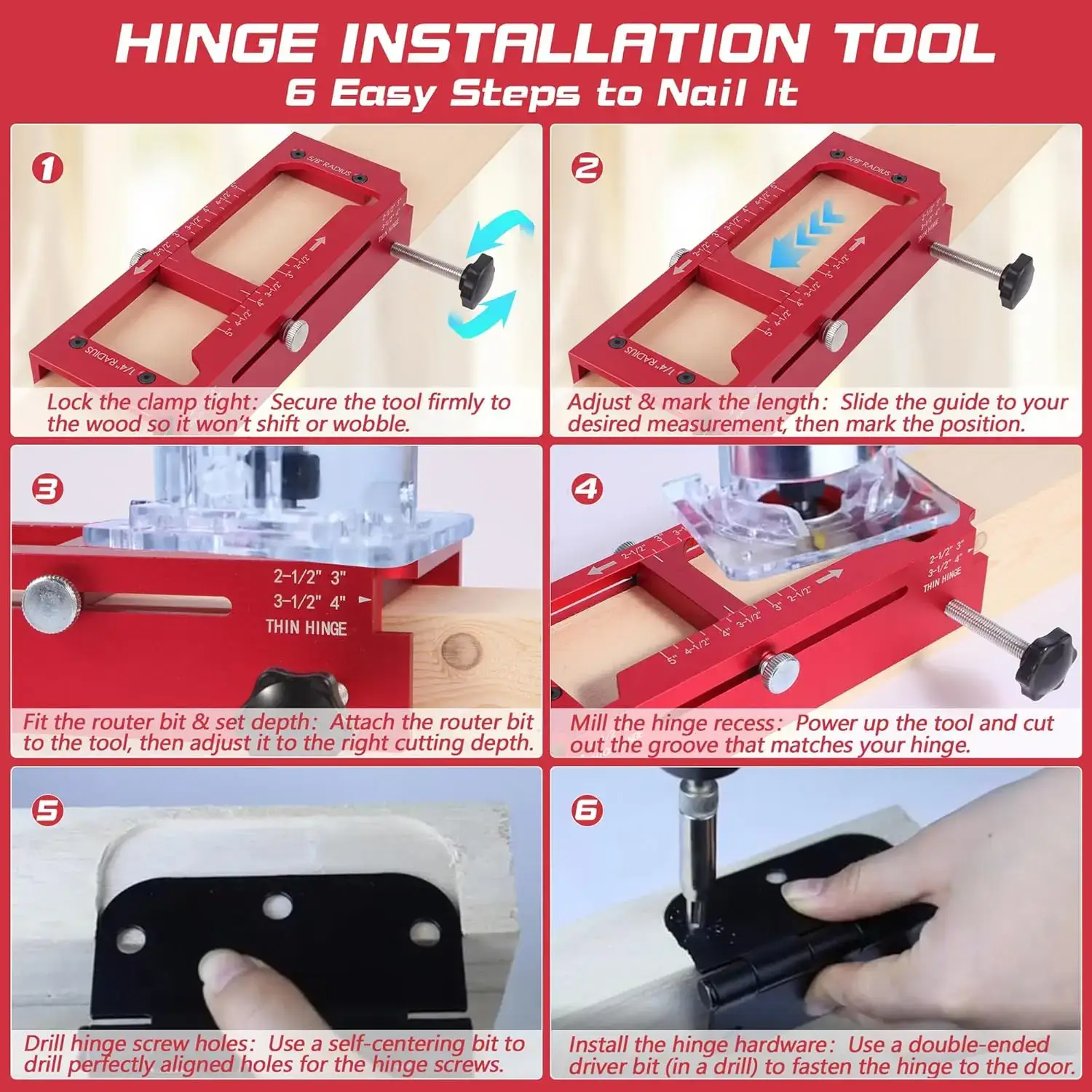 Door Hinge Jig for Precise Door & Cabinet Hinges