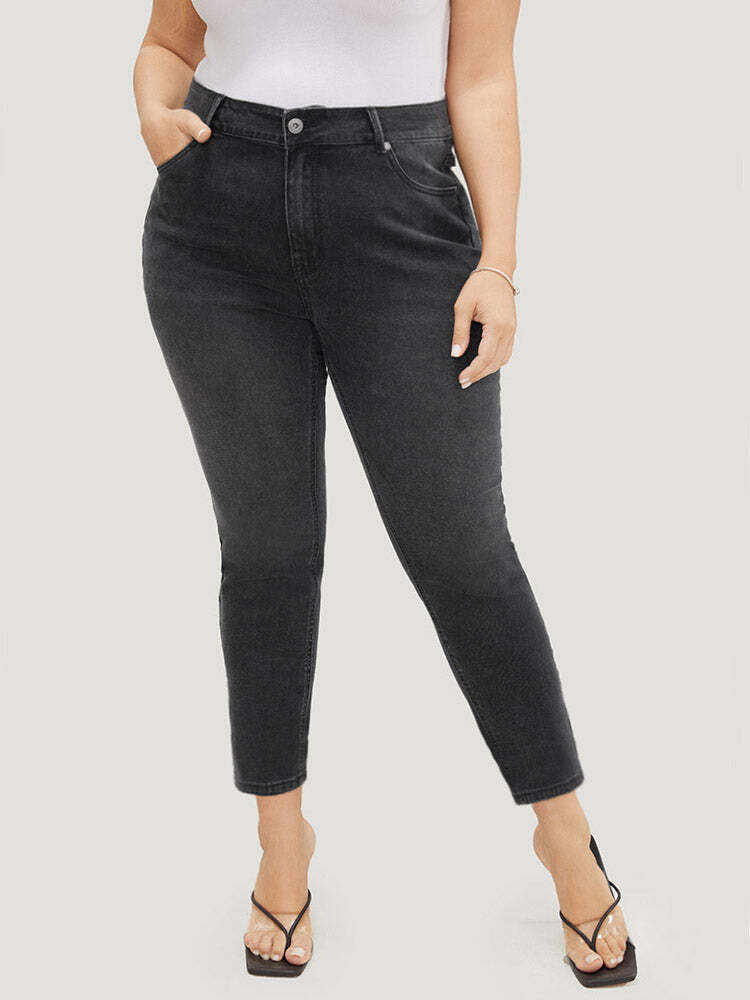 Skinny Very Stretchy High Rise Black Wash Jeans