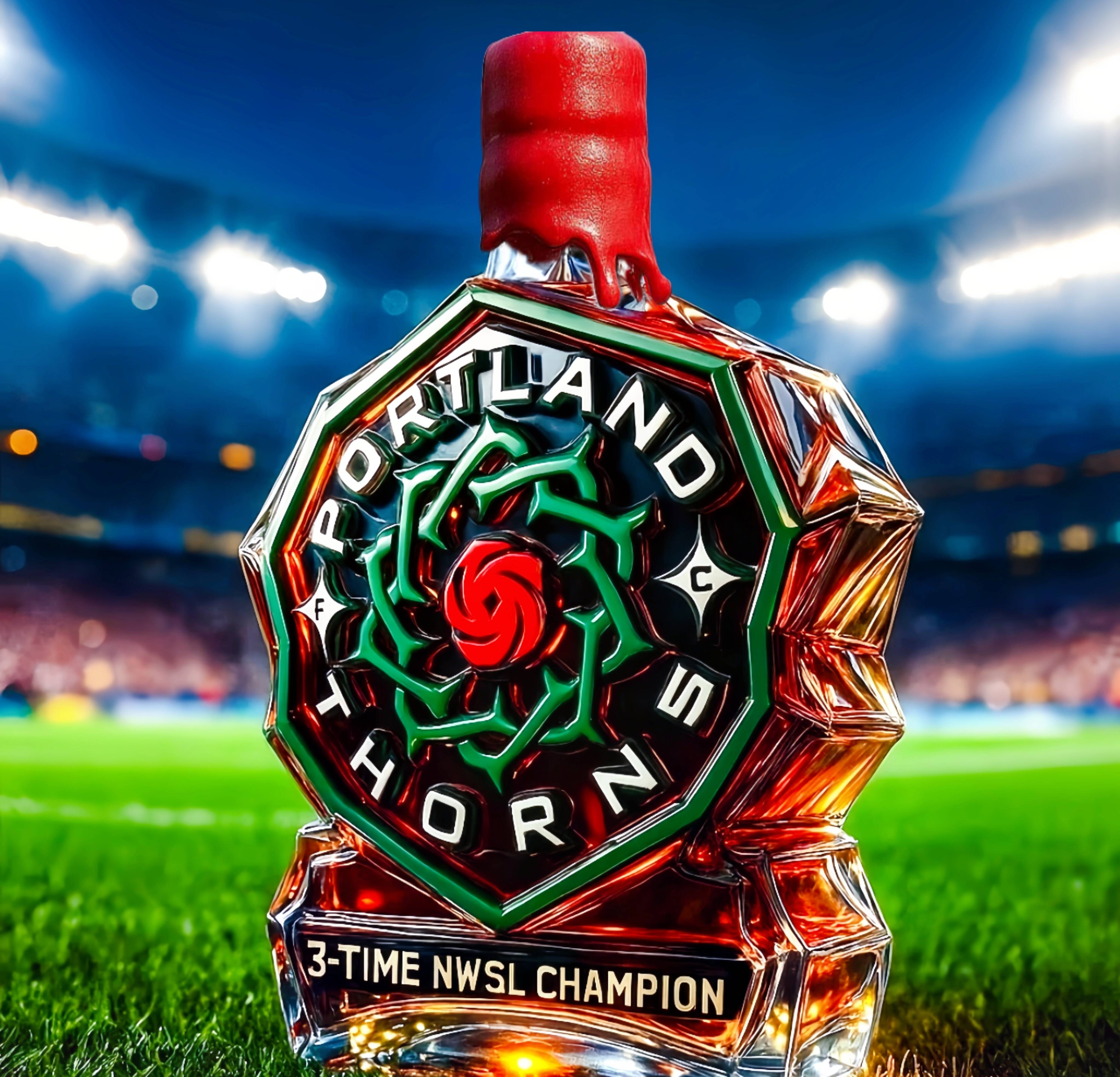 Portland Thorns FC 3-time NWSL champion whiskey bottle