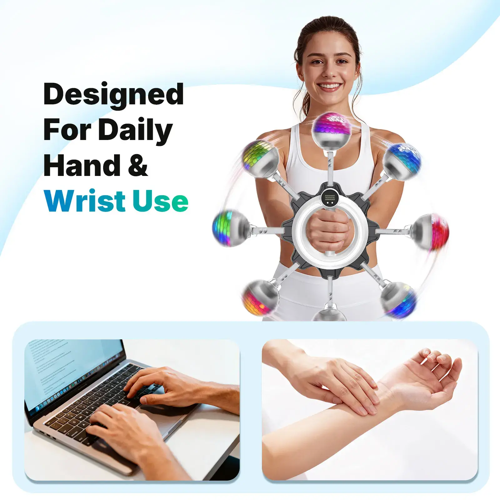 360° Rotating Wrist & Forearm Trainer for Men and Women, Upper Body Strength Tool for Arms, Shoulders & Chest, Portable Home and Gym Fitness Equipment