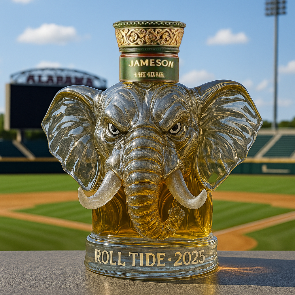 University of Alabama Big Al Whiskey Bottle.