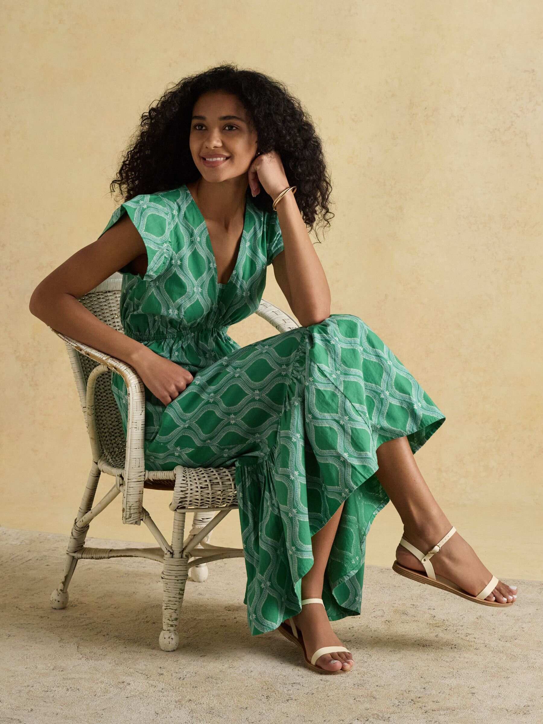 Winnie Green Frill Shoulder Dress