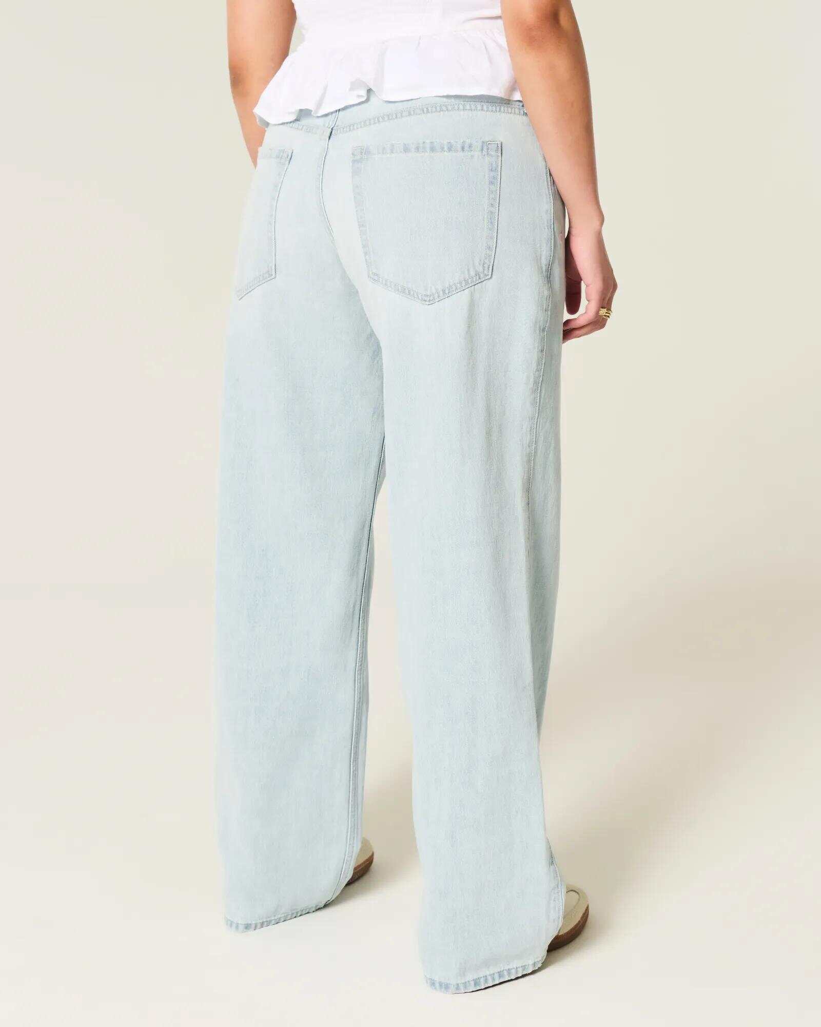 Low-Rise Dark Wash Baggy Jeans